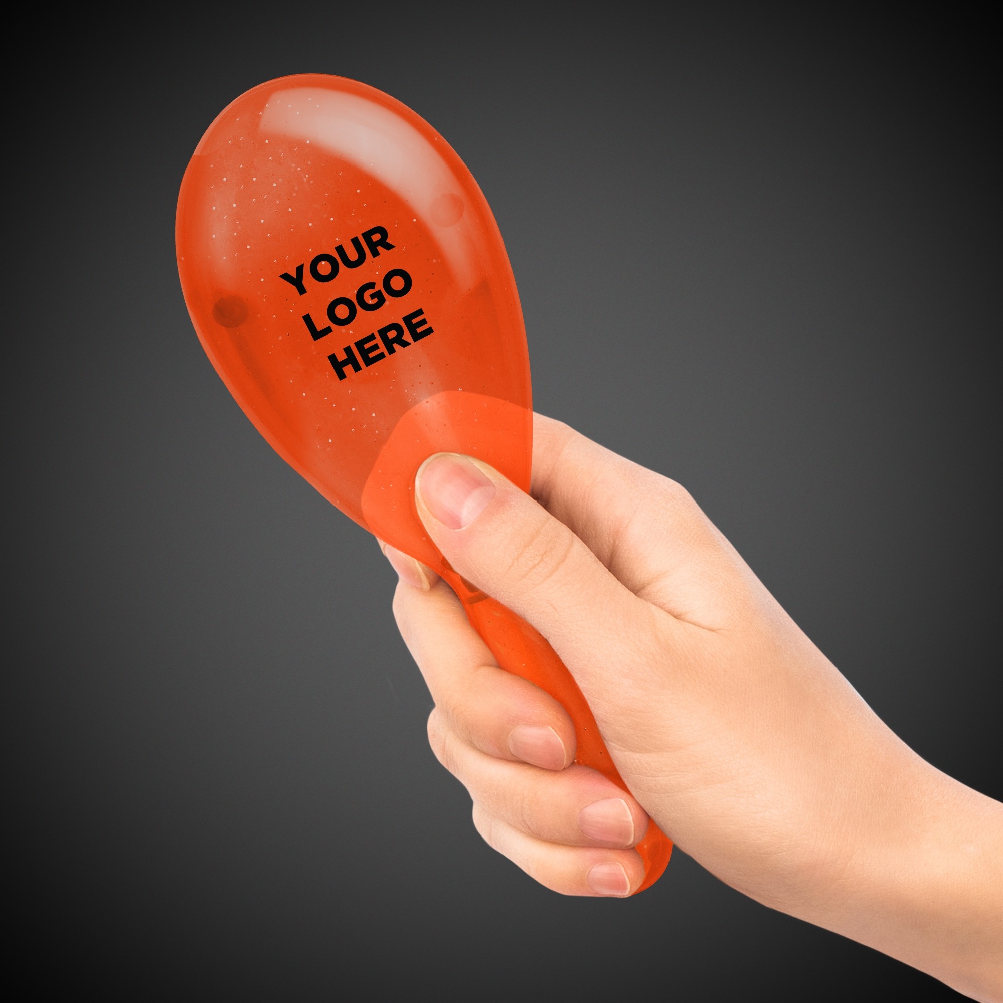 Orange 7" Plastic Glitter Maraca