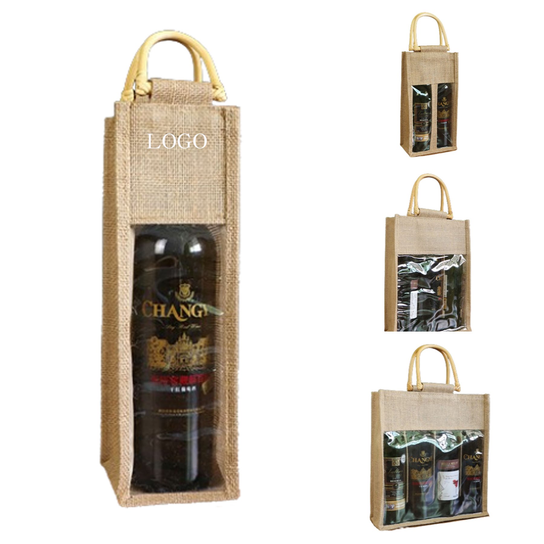 Burlap Wine Bottle Bag 2