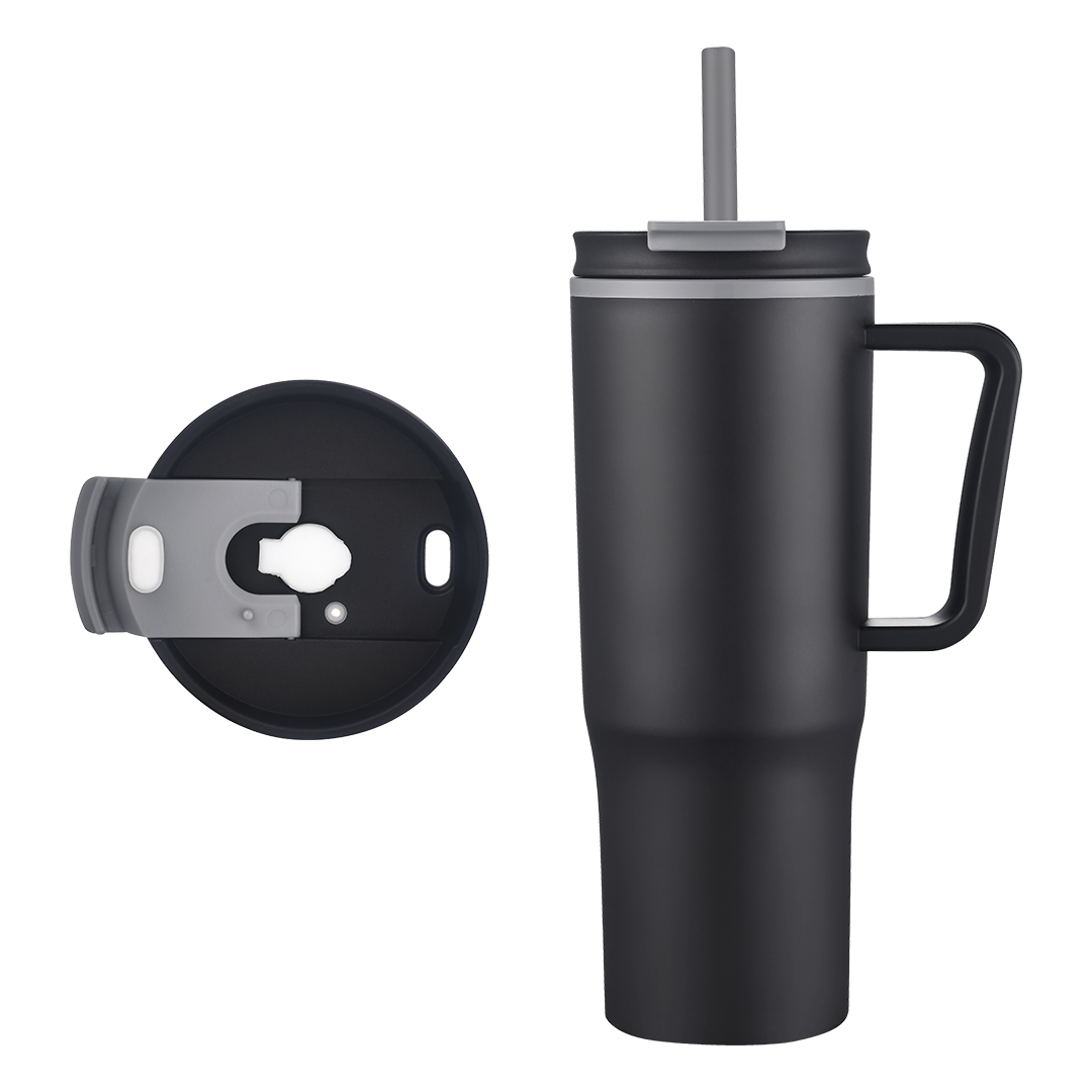 EcoSip 30oz Double Wall Plastic Travel Tumbler with Handle & Straw 14