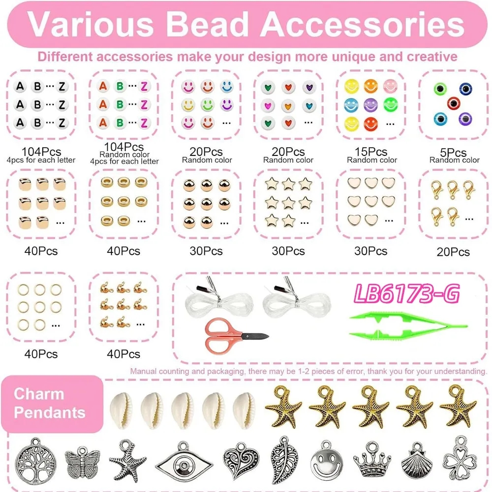 Lot DIY Friendship Bracelet Making Kit Beads and Charms Set 3