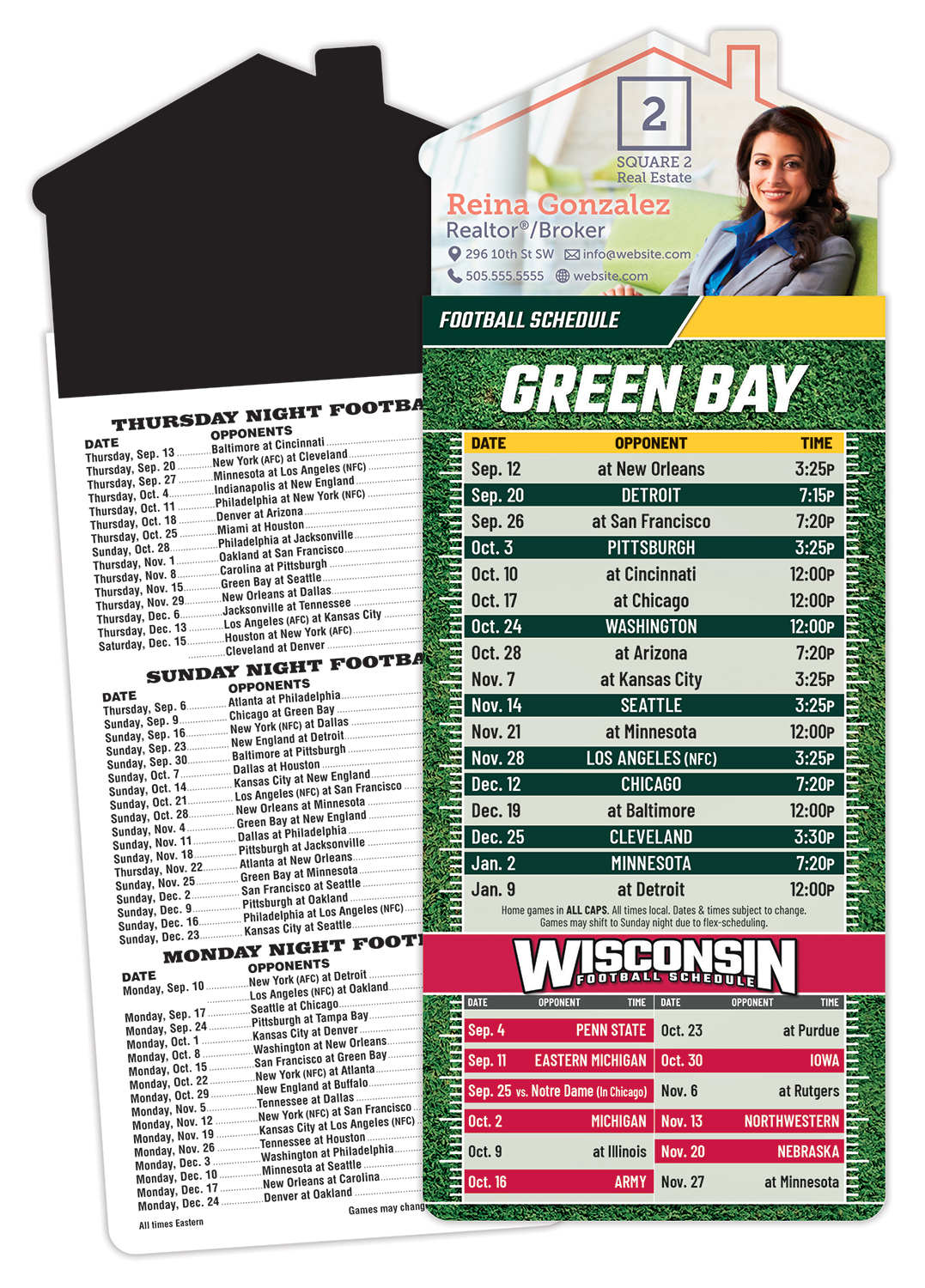 Magna-Card House Shape Magnet Football Schedules (3.5x9)