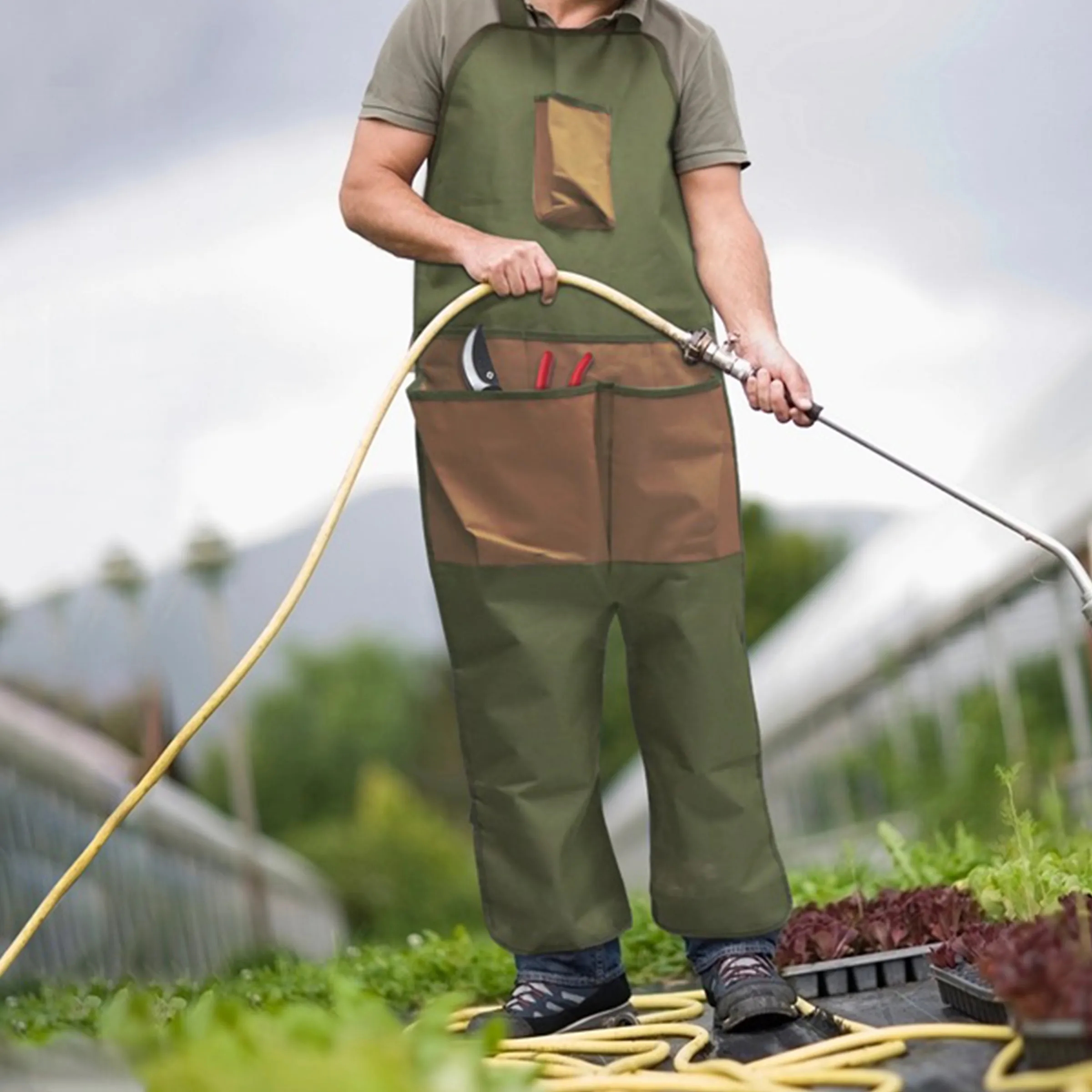 Multi-Pocket Oxford Cloth Gardening Apron and Leg Protection 4