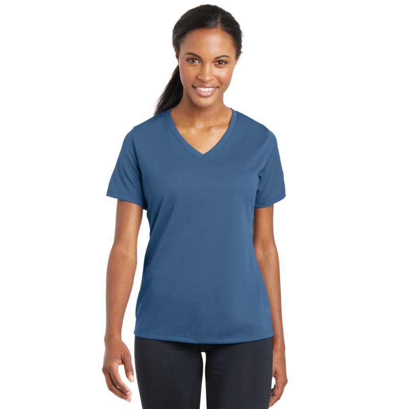 Sport-Tek Women's PosiCharge RacerMesh V-Neck Tee. 52