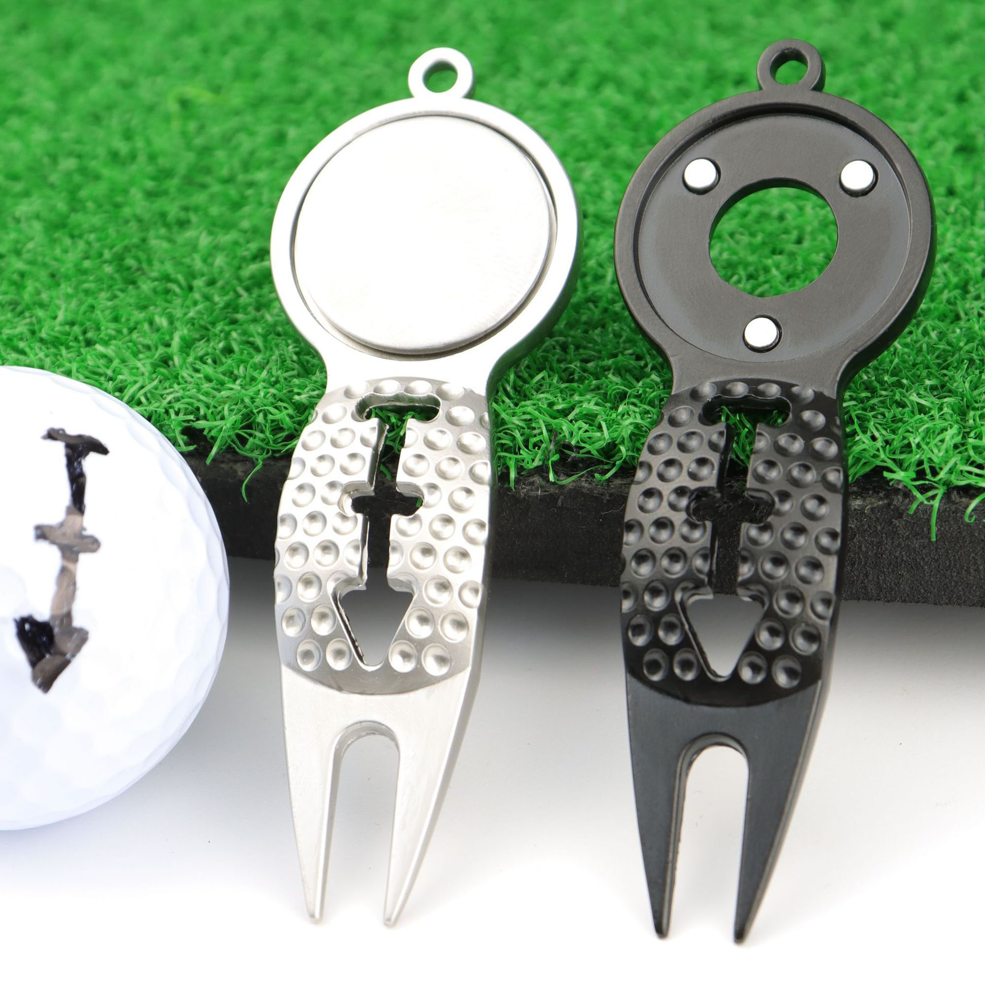 Zinc Alloy Golf Divot Fixer Tool With Key Buckle 2