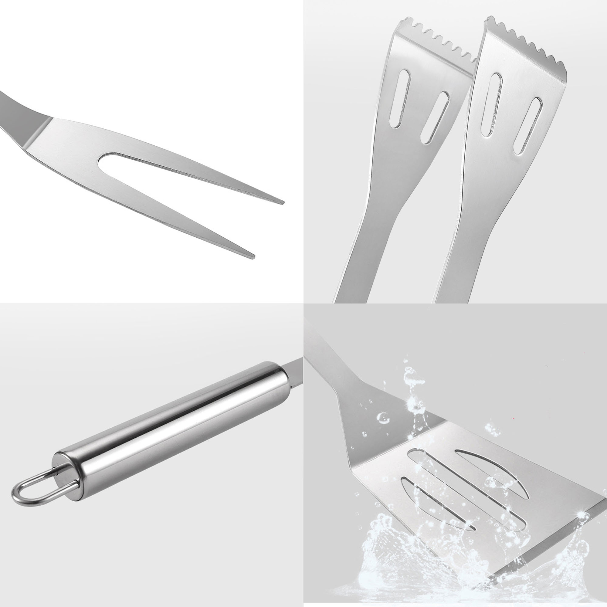 Portable 3 Piece Stainless Steel BBQ Tools In Storage Bag 4