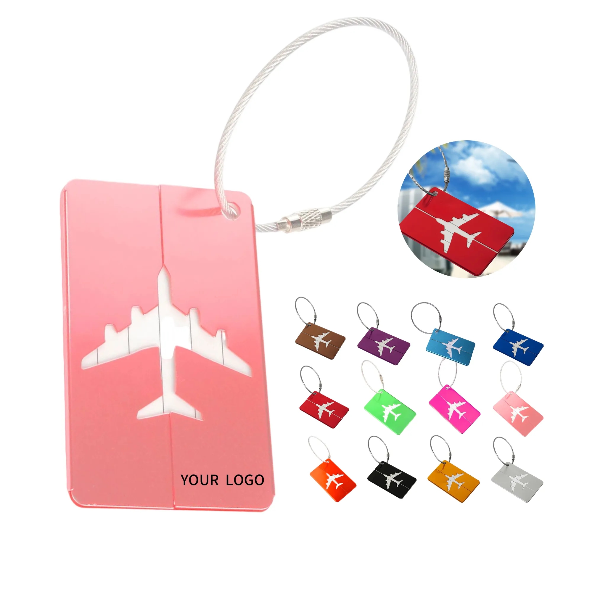 Premium Aluminum Luggage Tag with Stainless Steel Rope 5