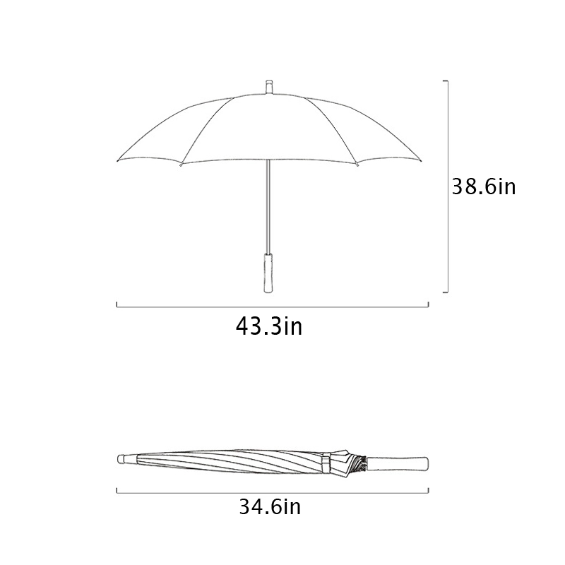 Custom 24-bone Straight Handle Umbrella 7