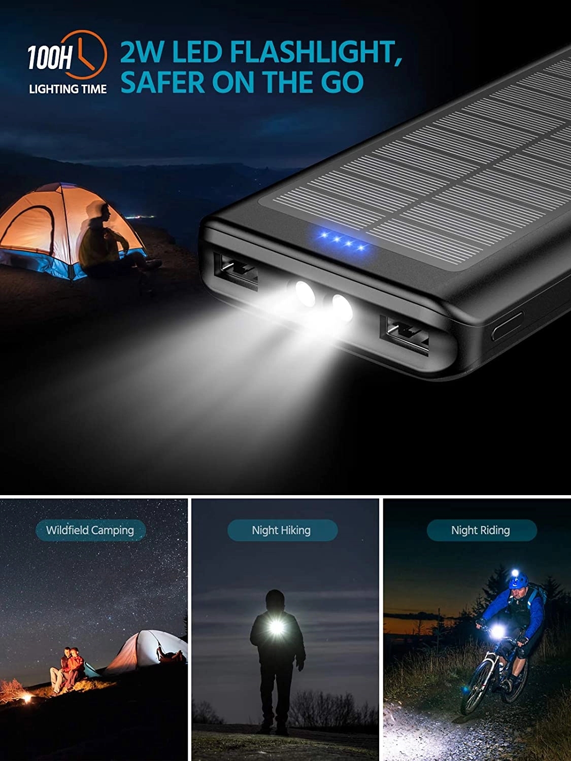 Solar Charger Power Bank 30000mAh 4
