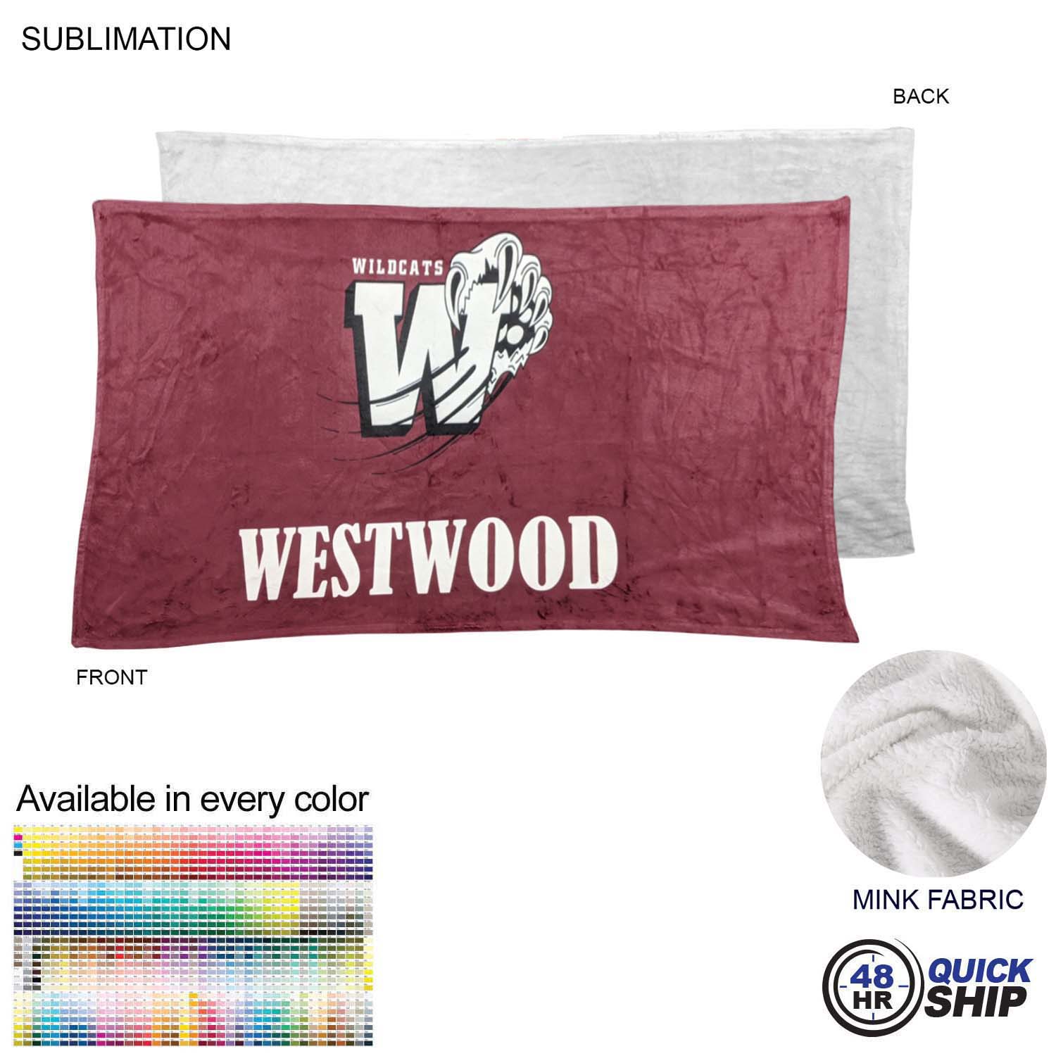 48 Hr Quick Ship - Plush and Cozy Mink Flannel Fleece Blanket, 30x60, Sublimated Edge to Edge 1 side 3