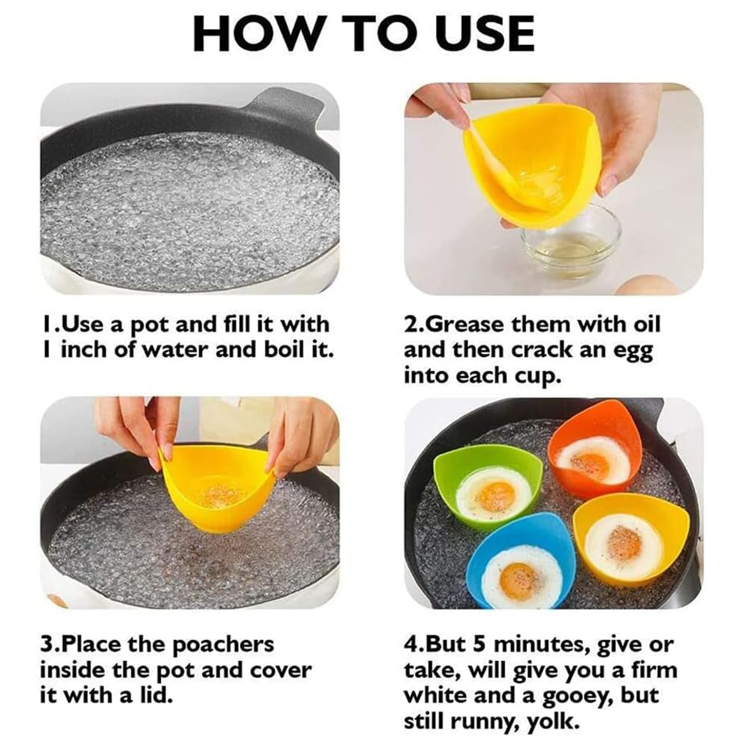 Silicone Nonstick BPA Free Egg Poacher Cups 5