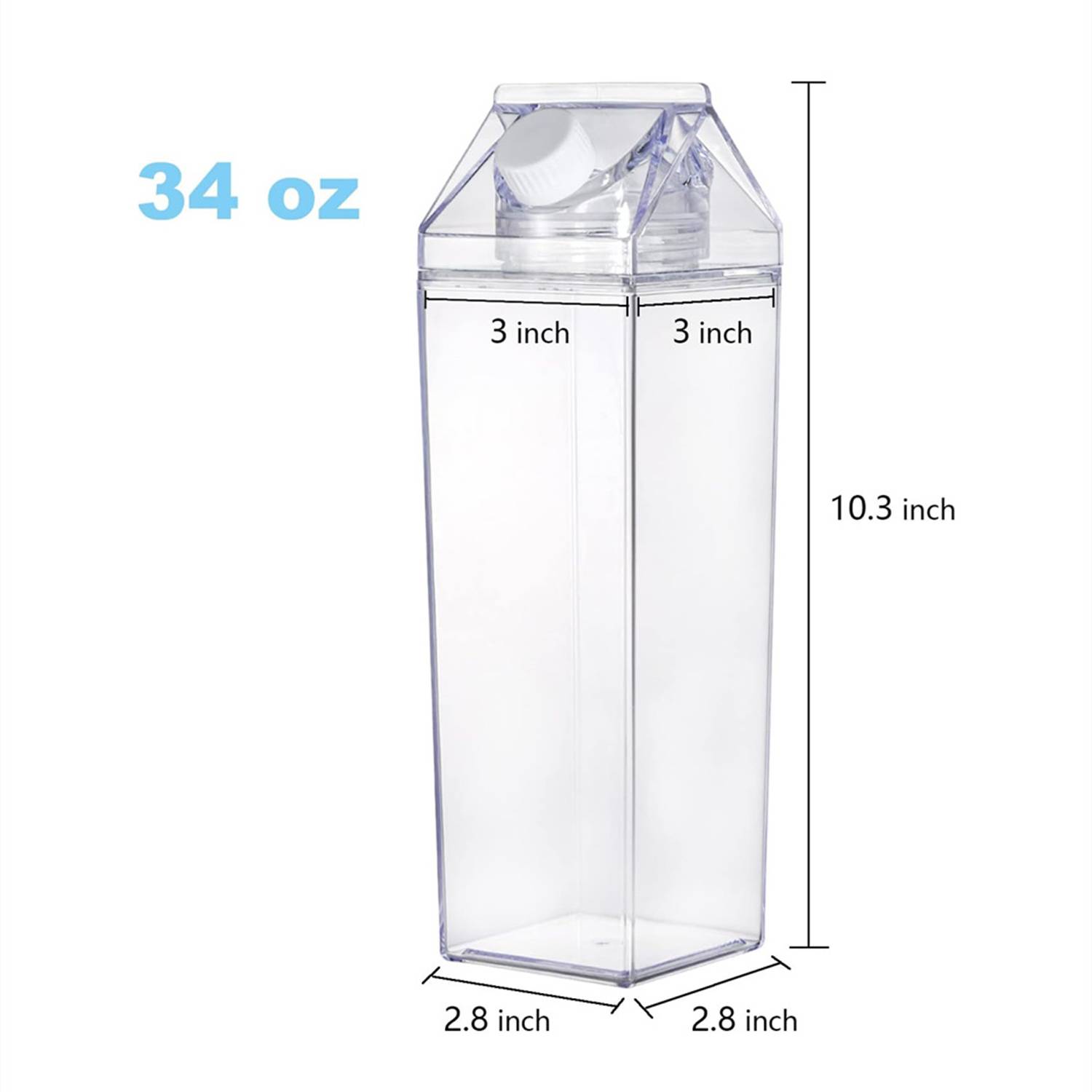 34oz Milk Carton Shape BPA-Free Plastic Water Bottle 5