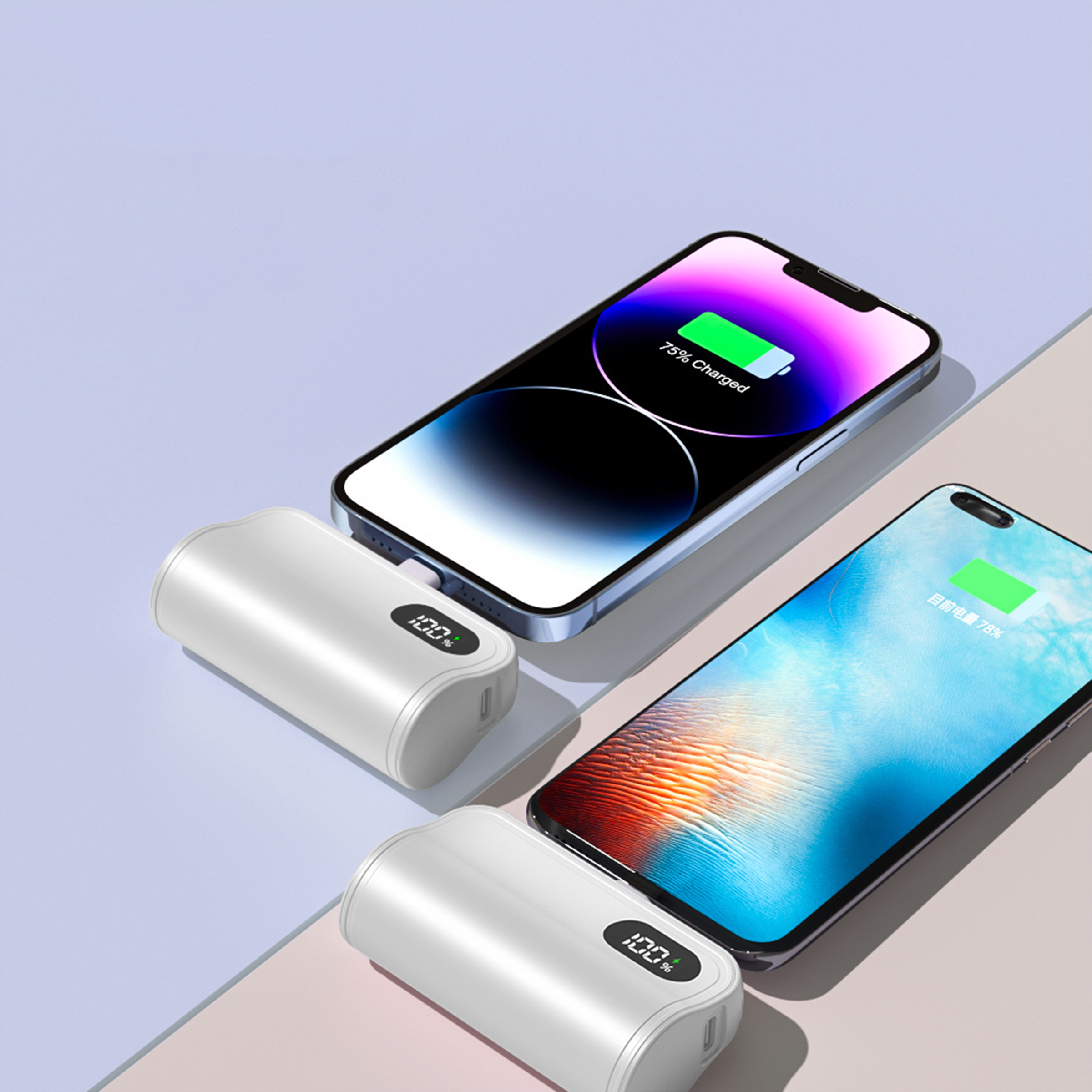 Abs Compact Power Bank With Built-In Cables And Led Display 1