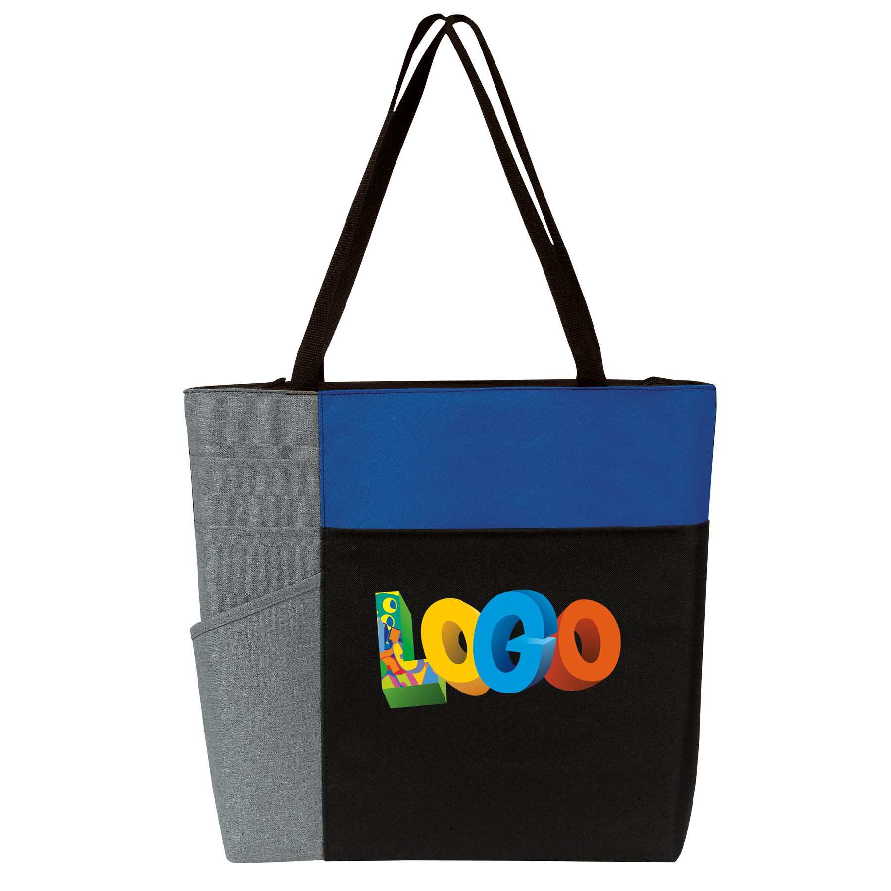 Three-Tone Color Block Zip Tote Bag 2
