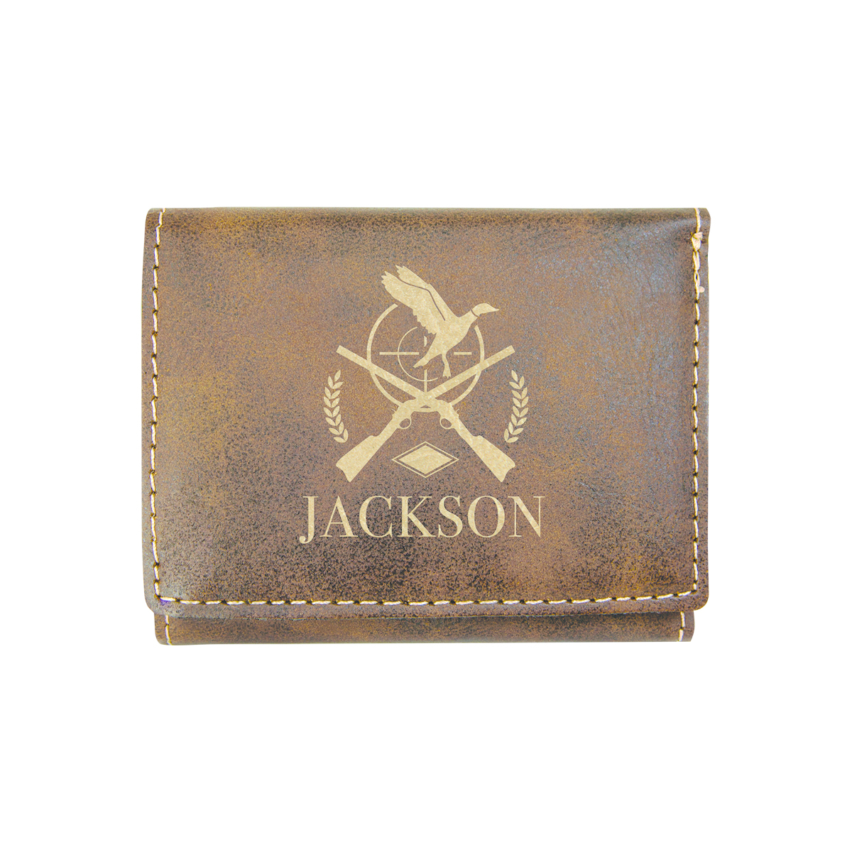 Rustic & Gold Leatherette Trifold Wallet