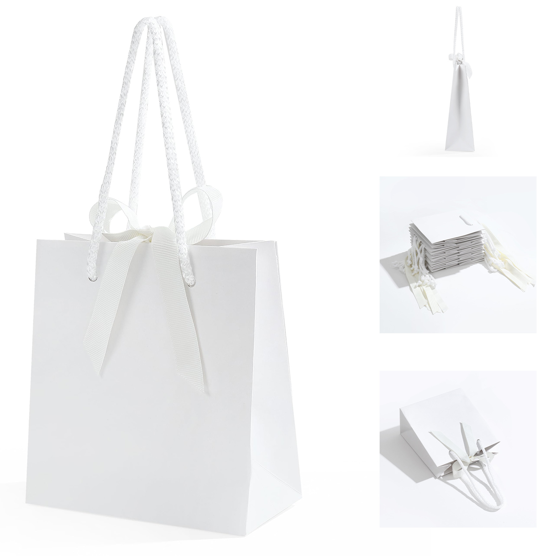 7.9x3.1x9.1Inch White Gift Bags with Handles 2