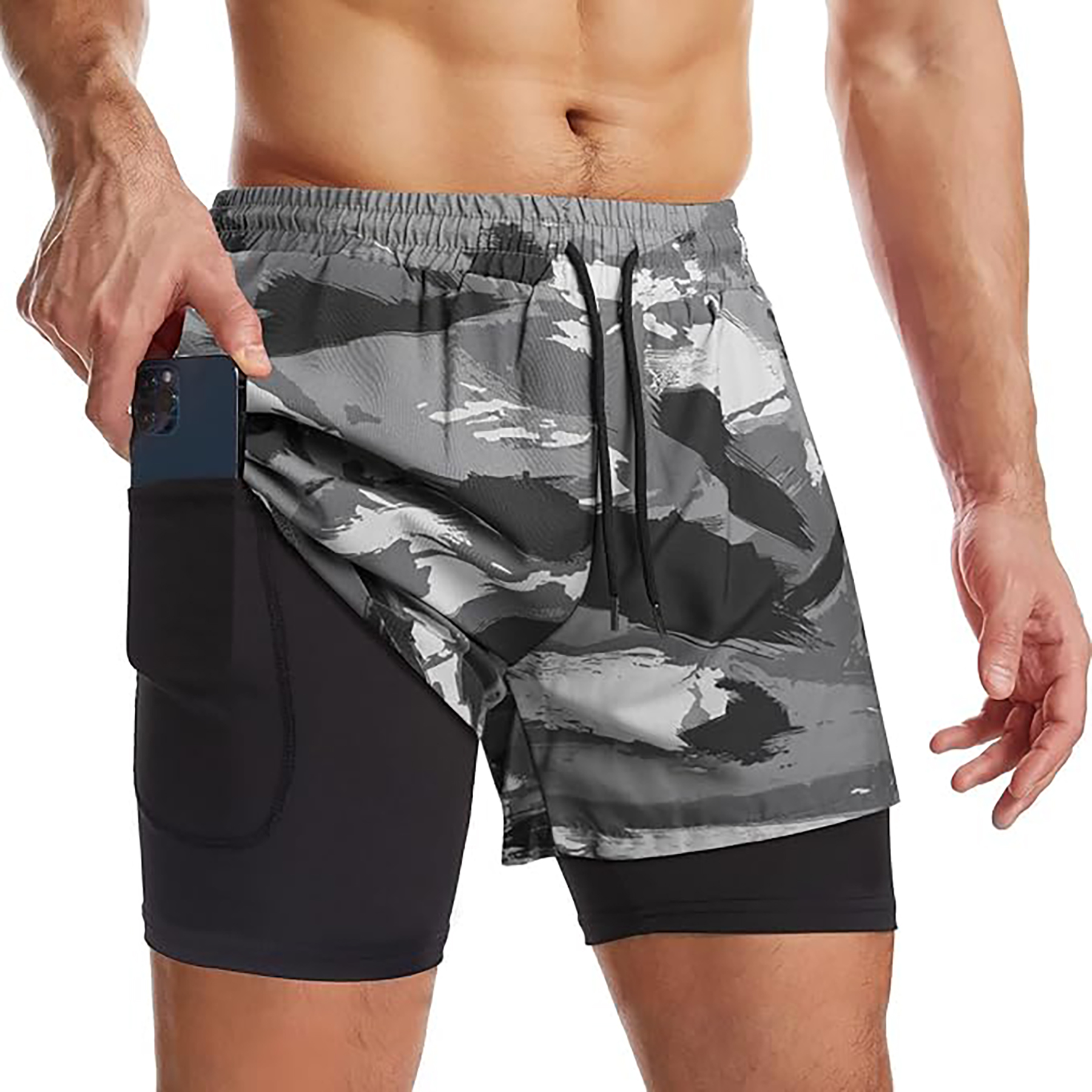 Men's 2 I n 1 Quick Drying Sports Shorts with Lining 13
