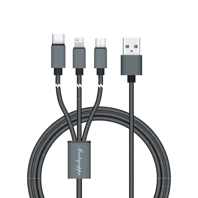 Connect Reach 5ft 3-in-1 Braided Charging Cable