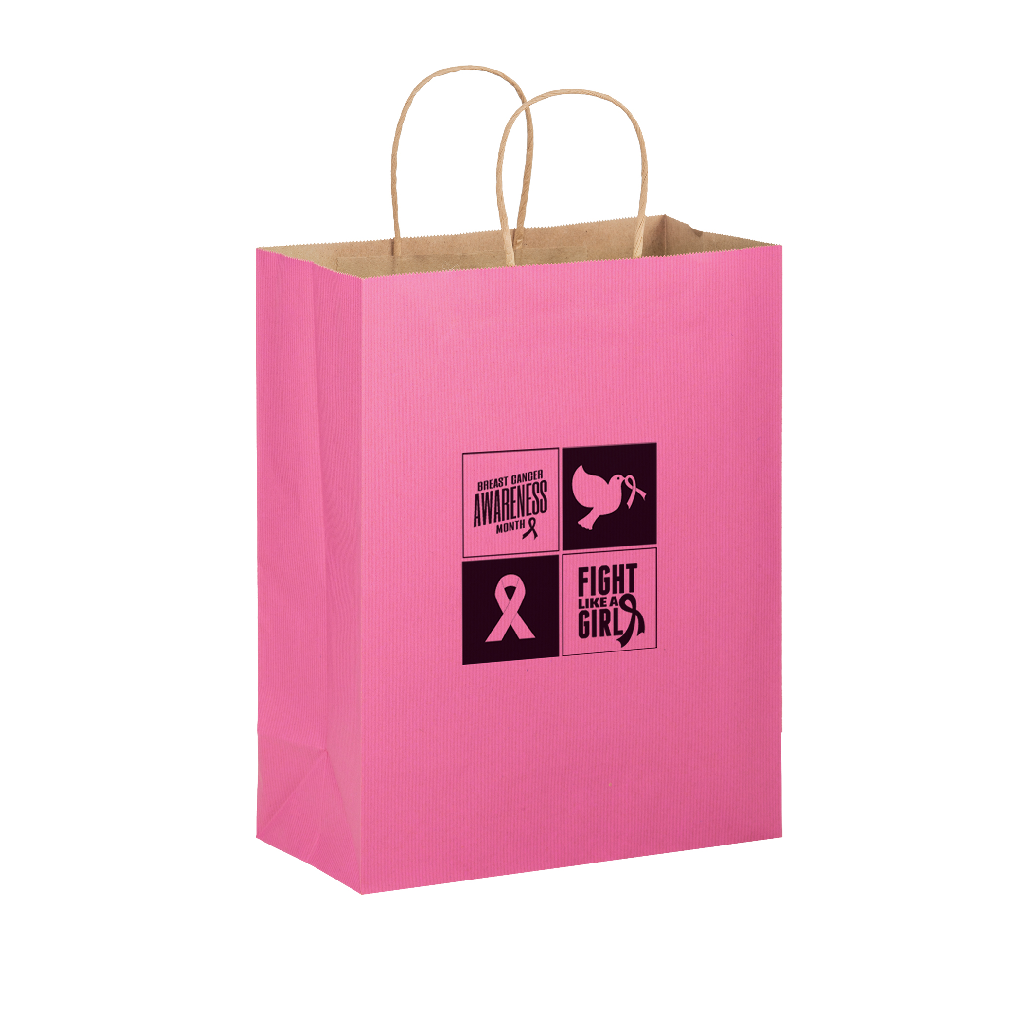Pink Matte Paper Shopper with Twisted Paper Handles - Awareness Bag 1