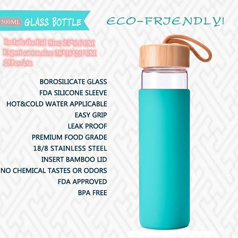 18 Oz. Glass Bottle With Bamboo Lid 3