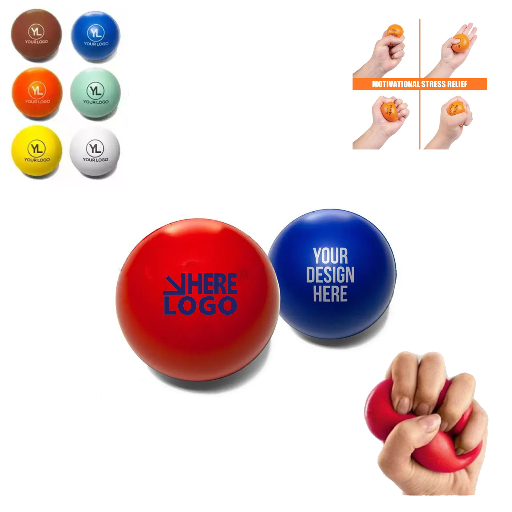 Printed Colorful PU Pressure Ball Toy Ball 2