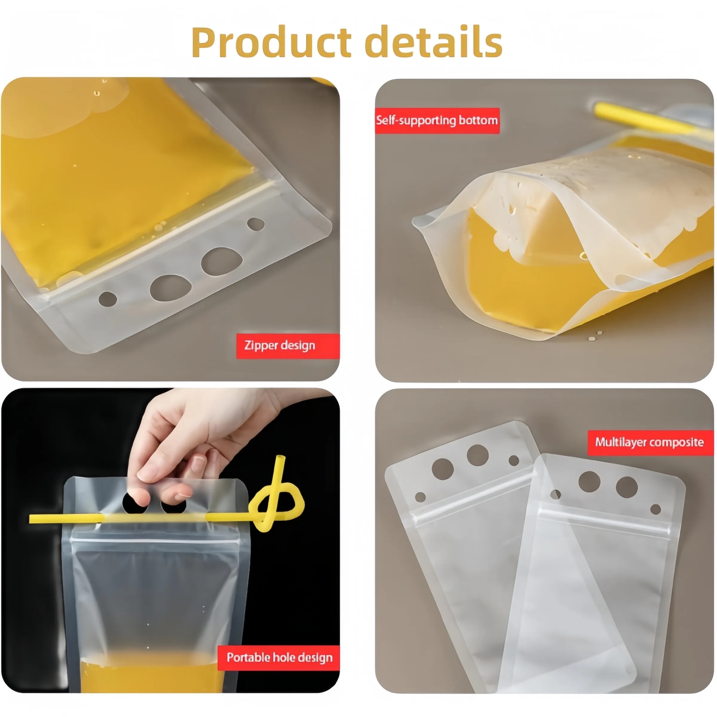 Clear Drink Pouches with Straws 2