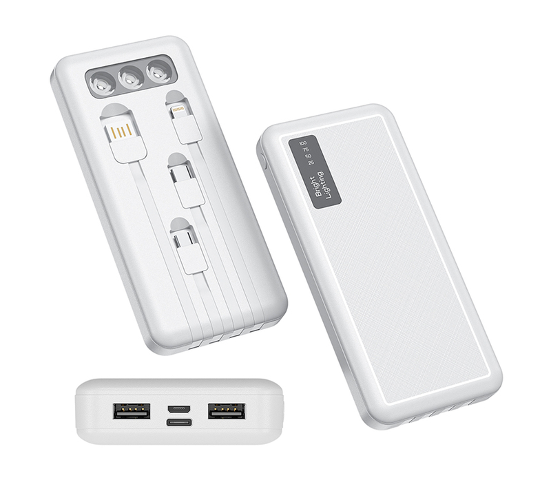 Power Bank with LED flashlight and 4 Built-in Cable - 10000mAh 6