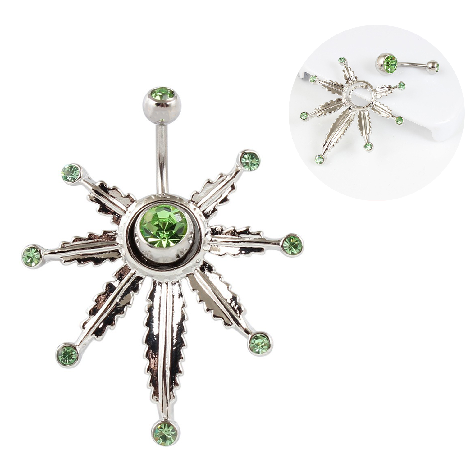 Stainless Steel Sun Gemstone Belly Rings 8