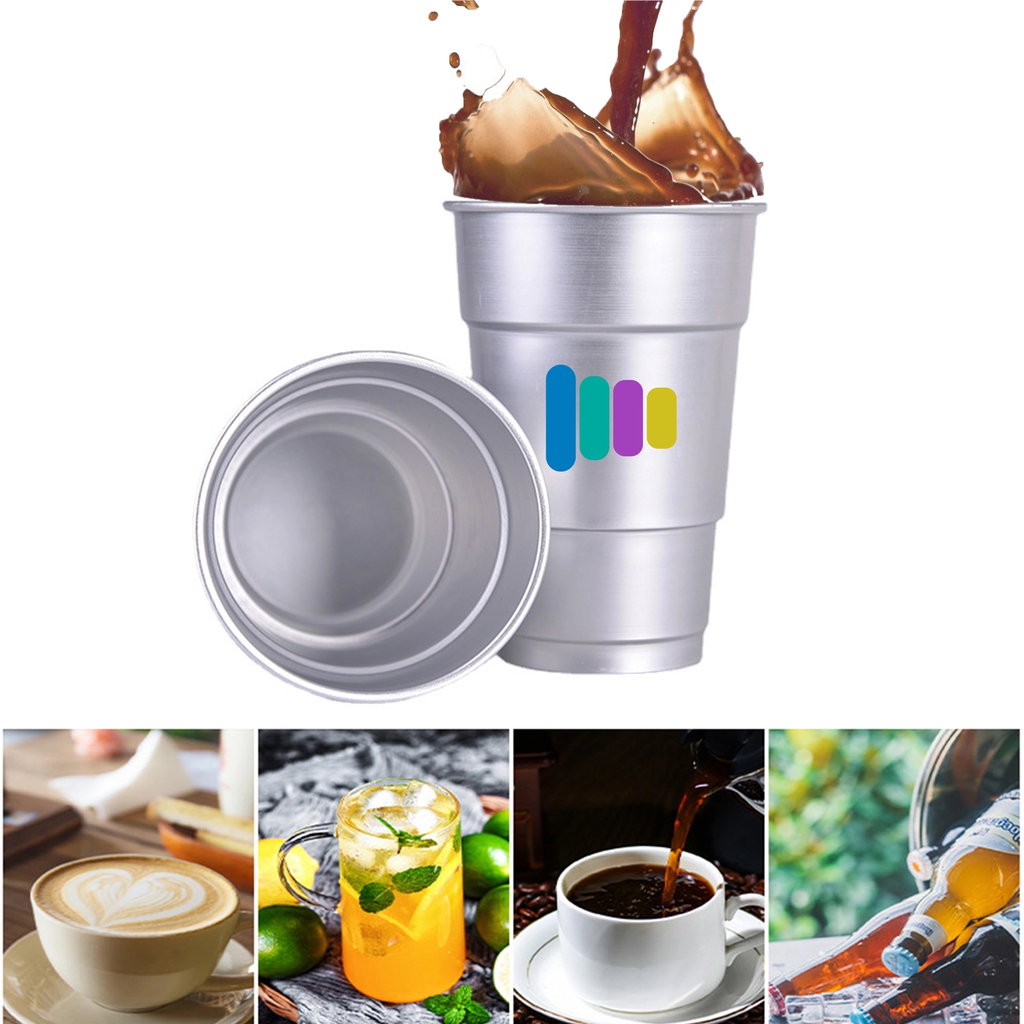 16oz Aluminum Cup Reusable Party Mugs Full Color Logo