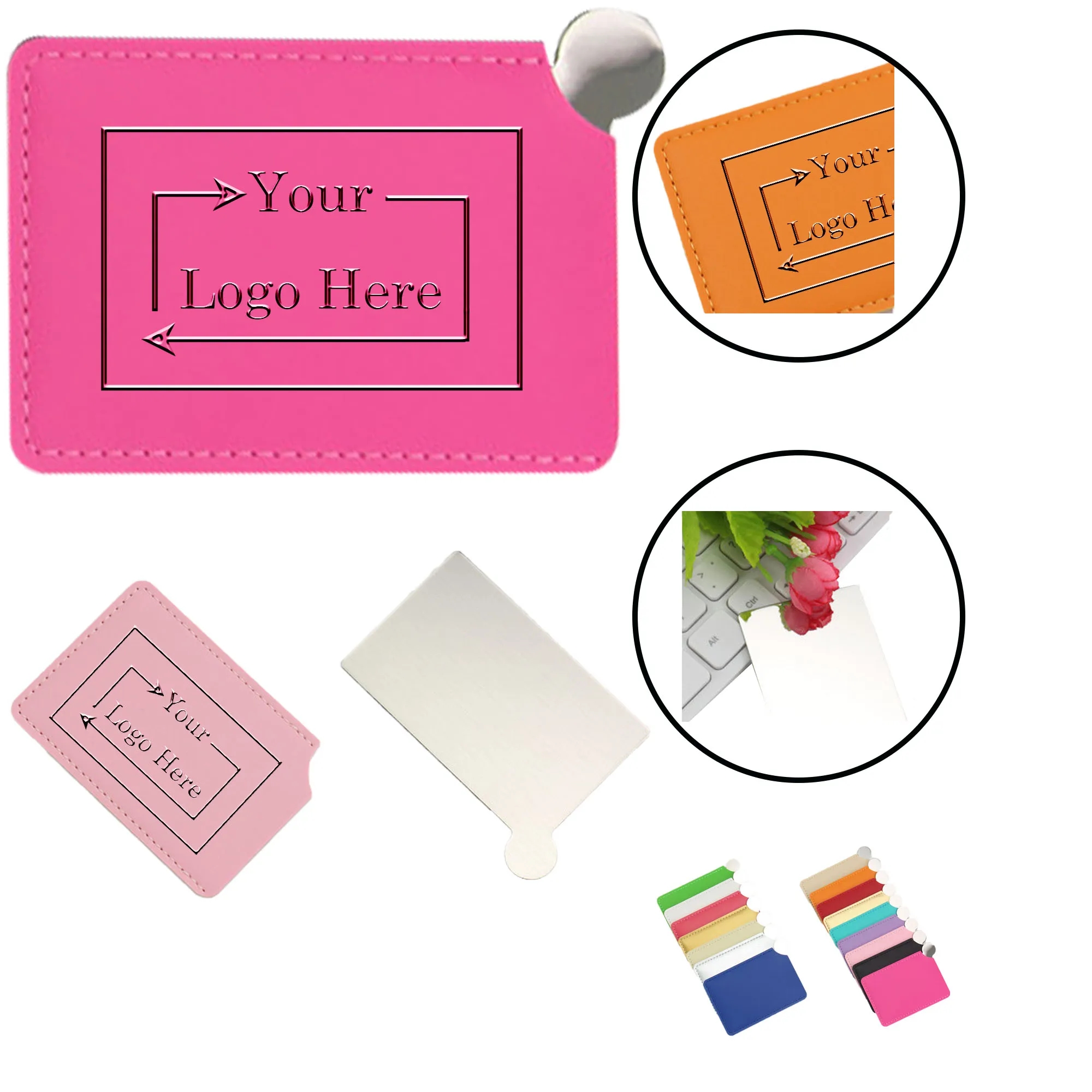 Laser Engraved Leather Rectangle Make-up Mirror 2