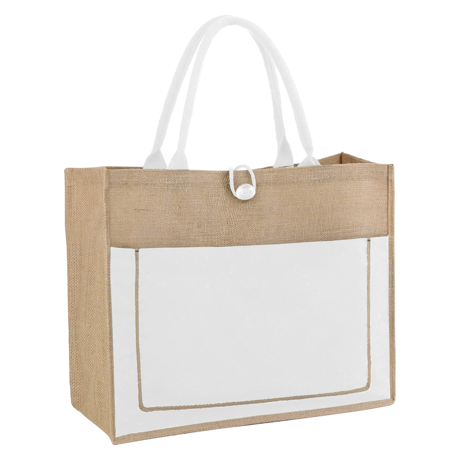 Jute Shopping Pocket Tote Bag With Gusset (11.8'' x 13.8'' x 5.5'') 9