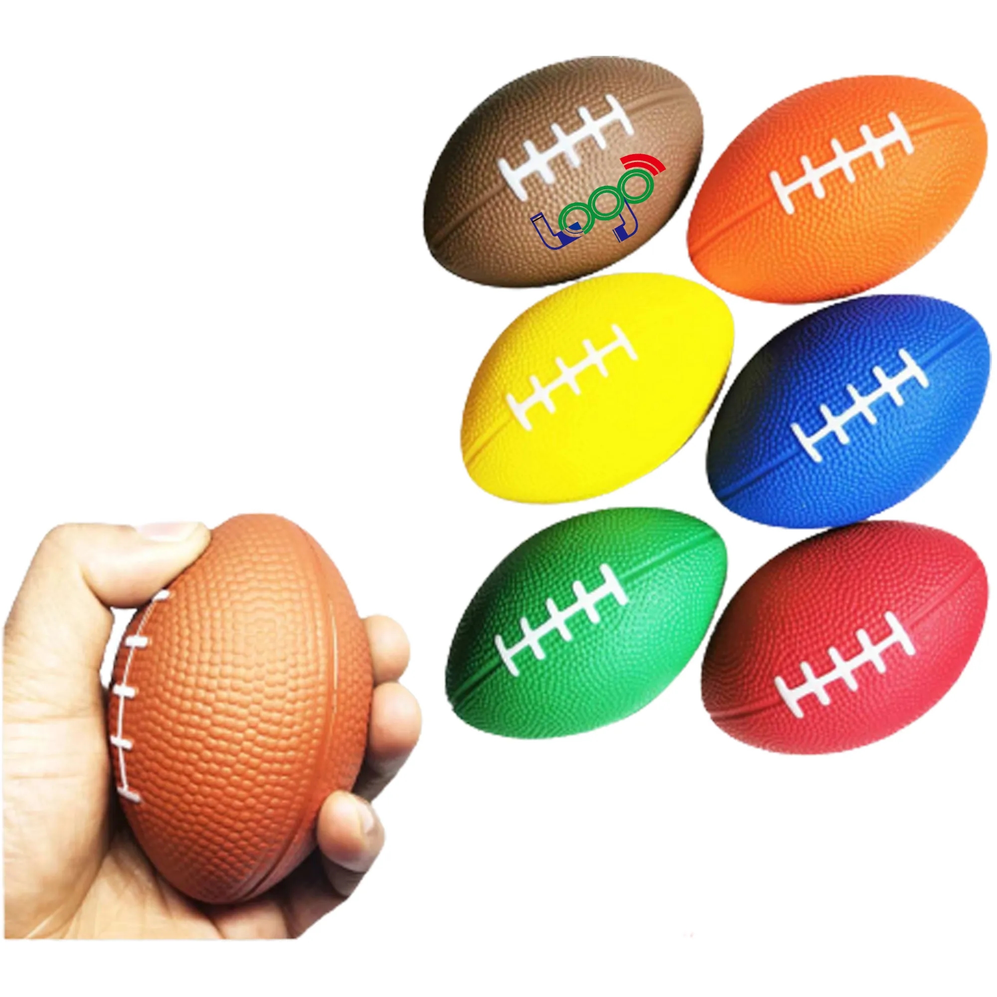 3.4"x 2.4" Customize Rugby Ball PU Stress Reliever Toy 7