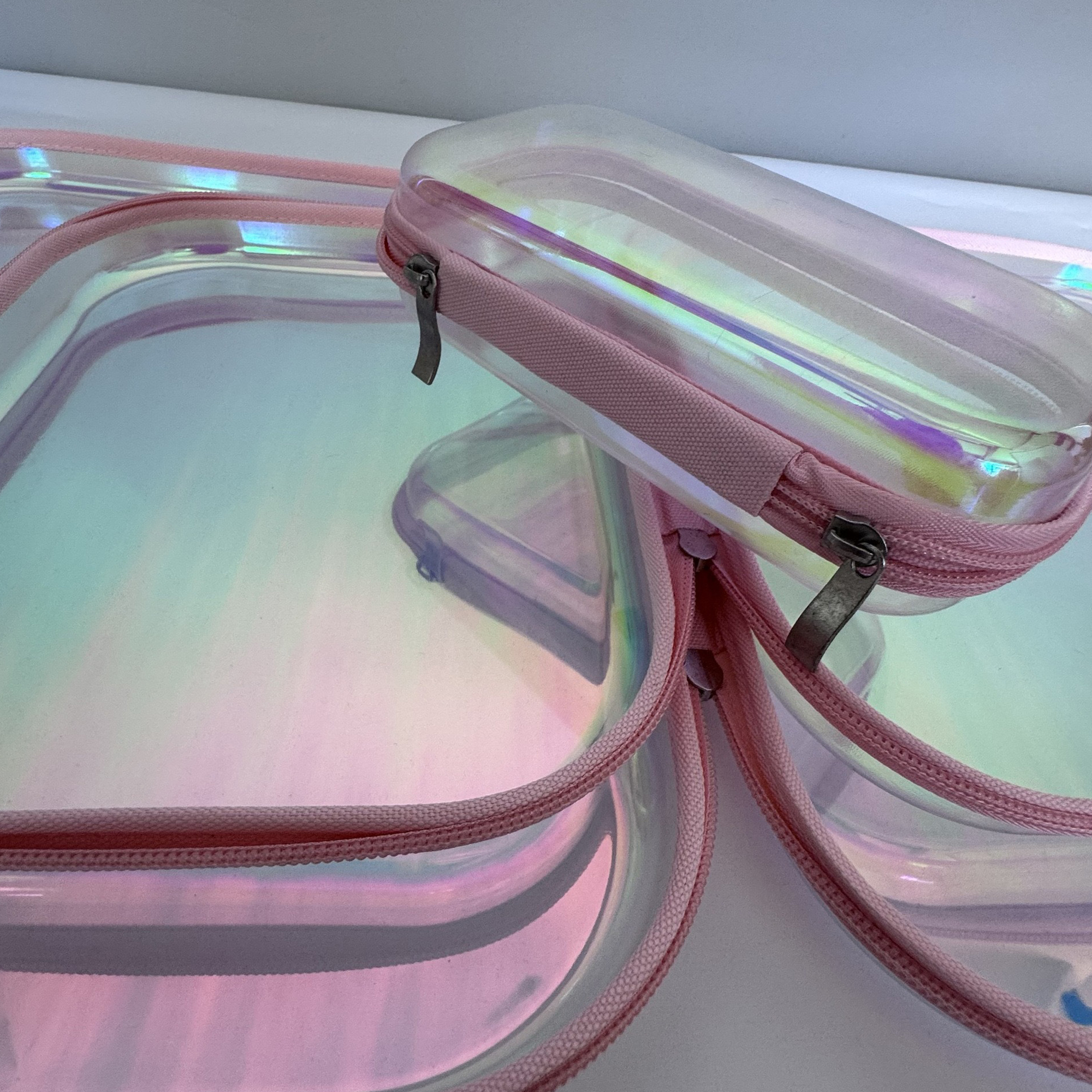 Iridescent Transparent Cosmetic Bag Desk Pen Storage 2