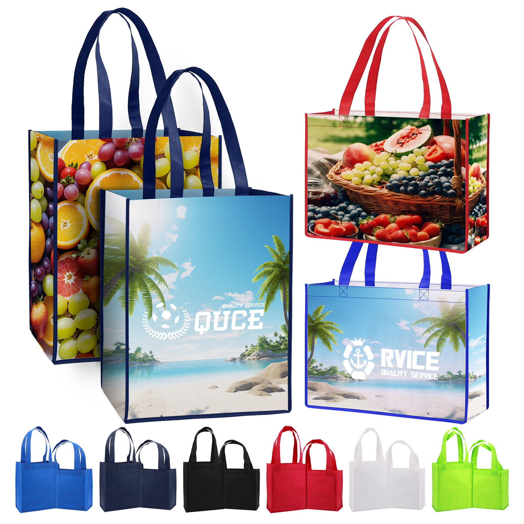 105GSM Full Color Full Wrap Laminated Tote Bag With Square Corner (12'' x 16'' x 6'') 1