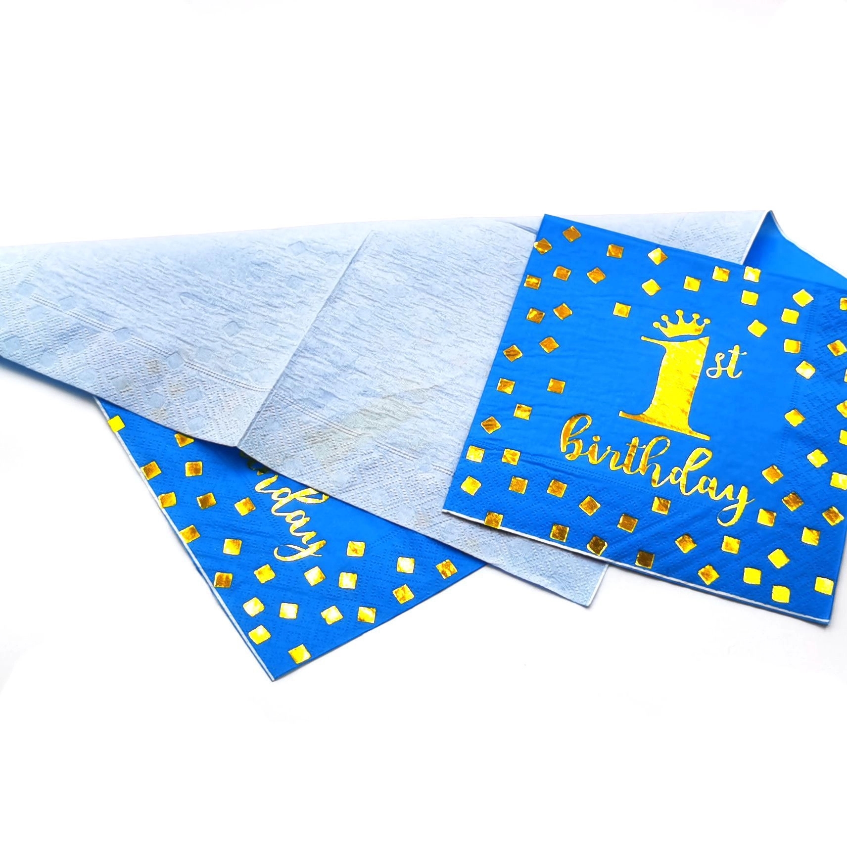 Custom Gold Foil Blue Cocktail Paper Napkins 3