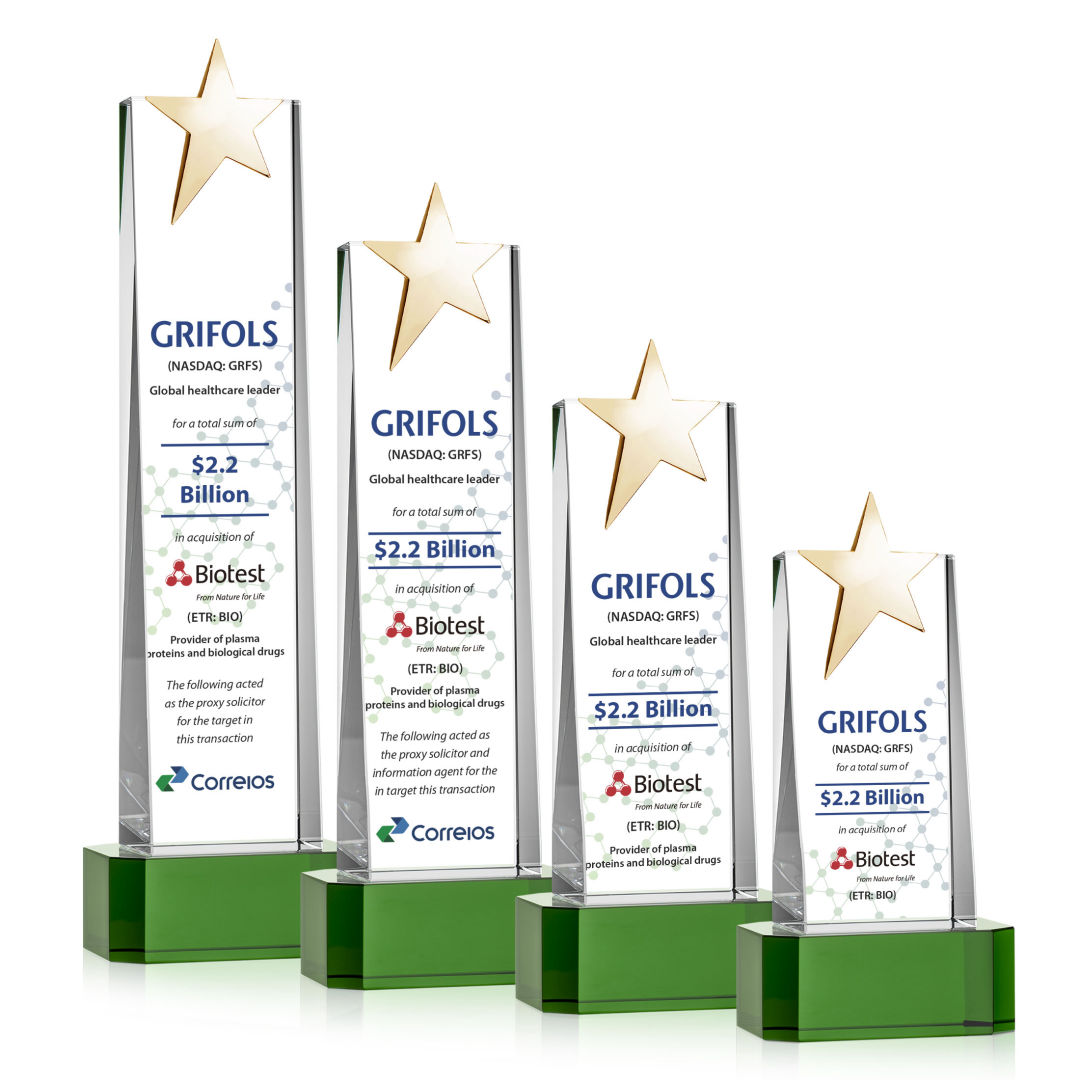 Fanshaw Gold Star VividPrint™ Award on Base - Green 22