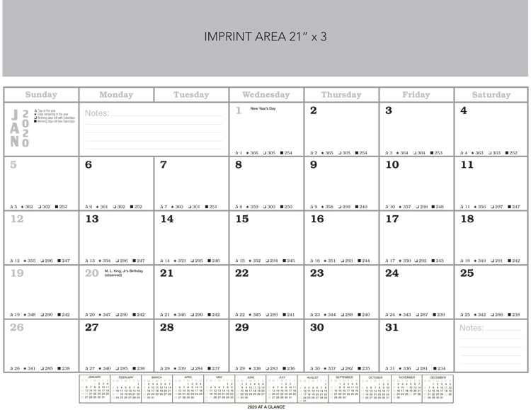 Desk Planner Blotter Calendar - Full Color 12