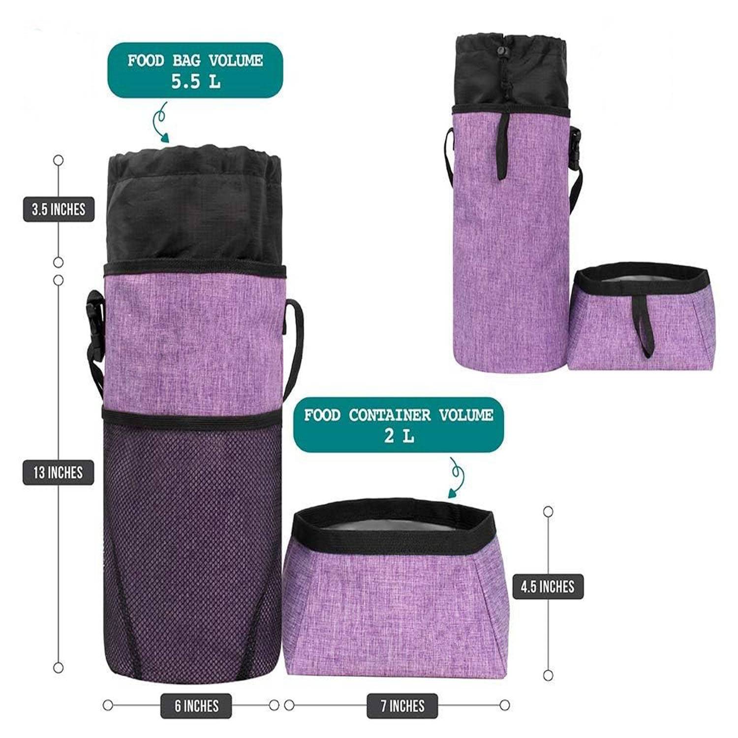 Foldable Waterproof Polyester Dog Food Bag and Bowls Set 10