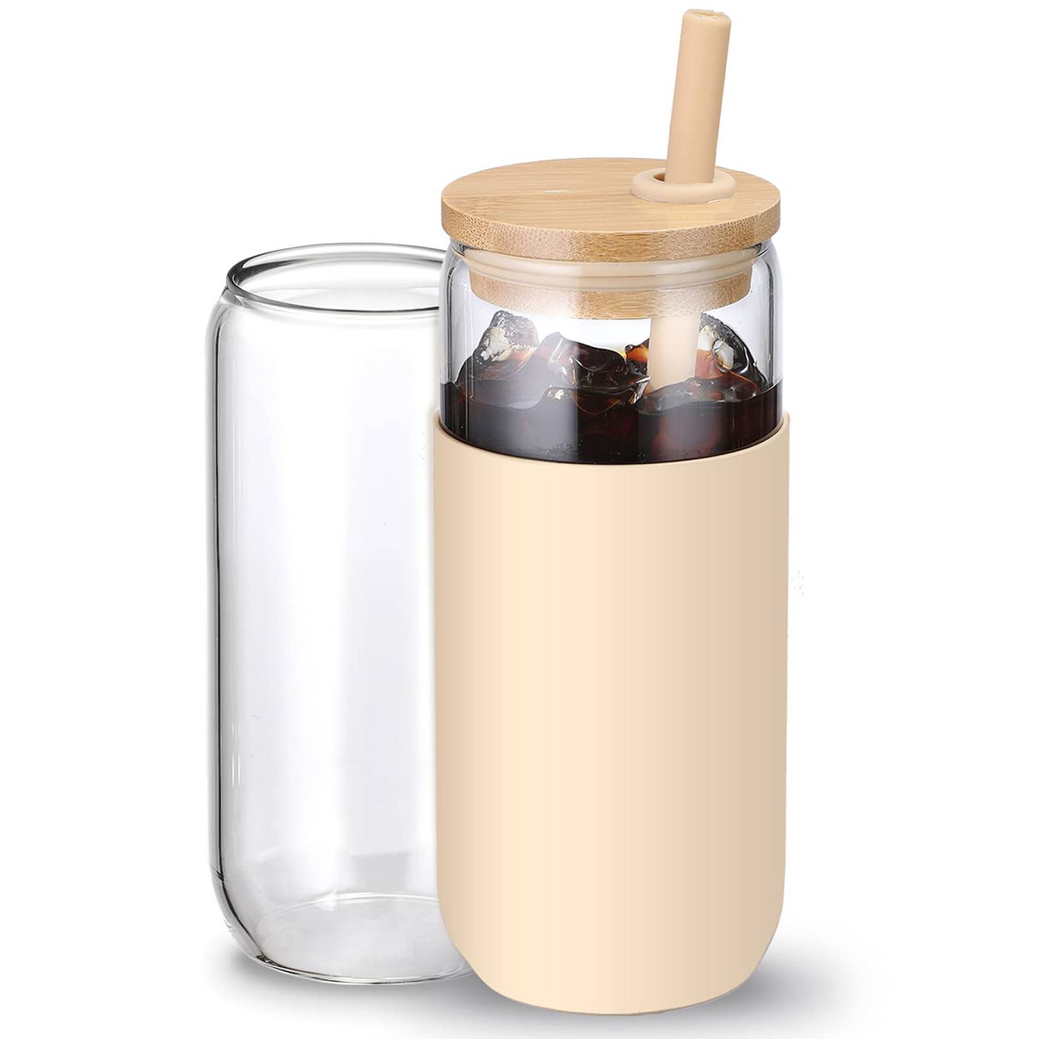 20oz Glass Water Tumbler with Silicone Protective Sleeve 5