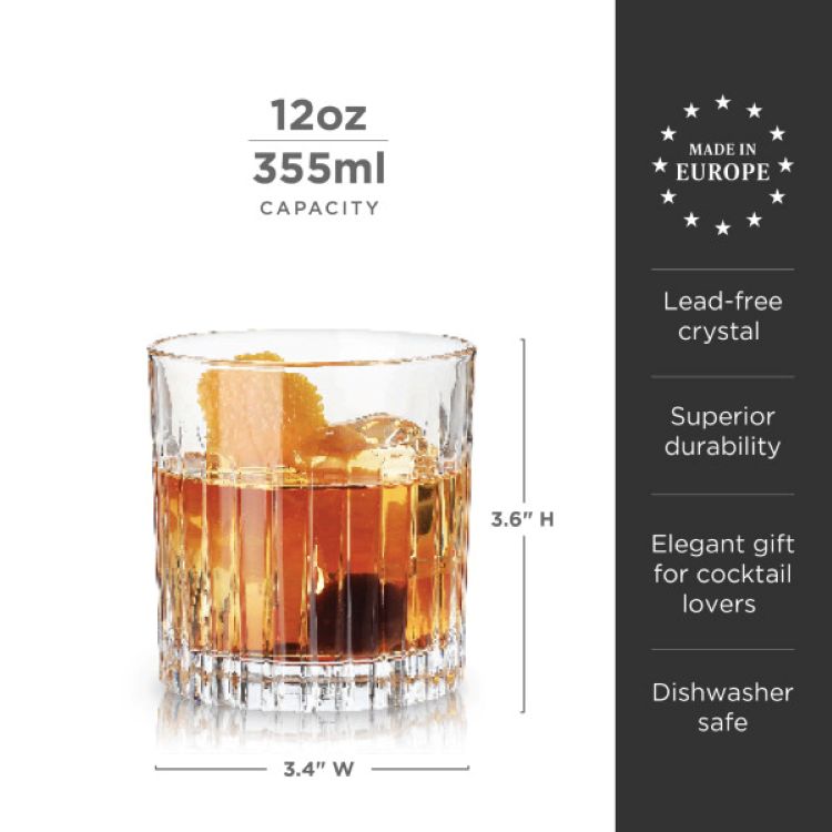 Viski® Reserve Milo Crystal Rocks Glass, set of 4 8
