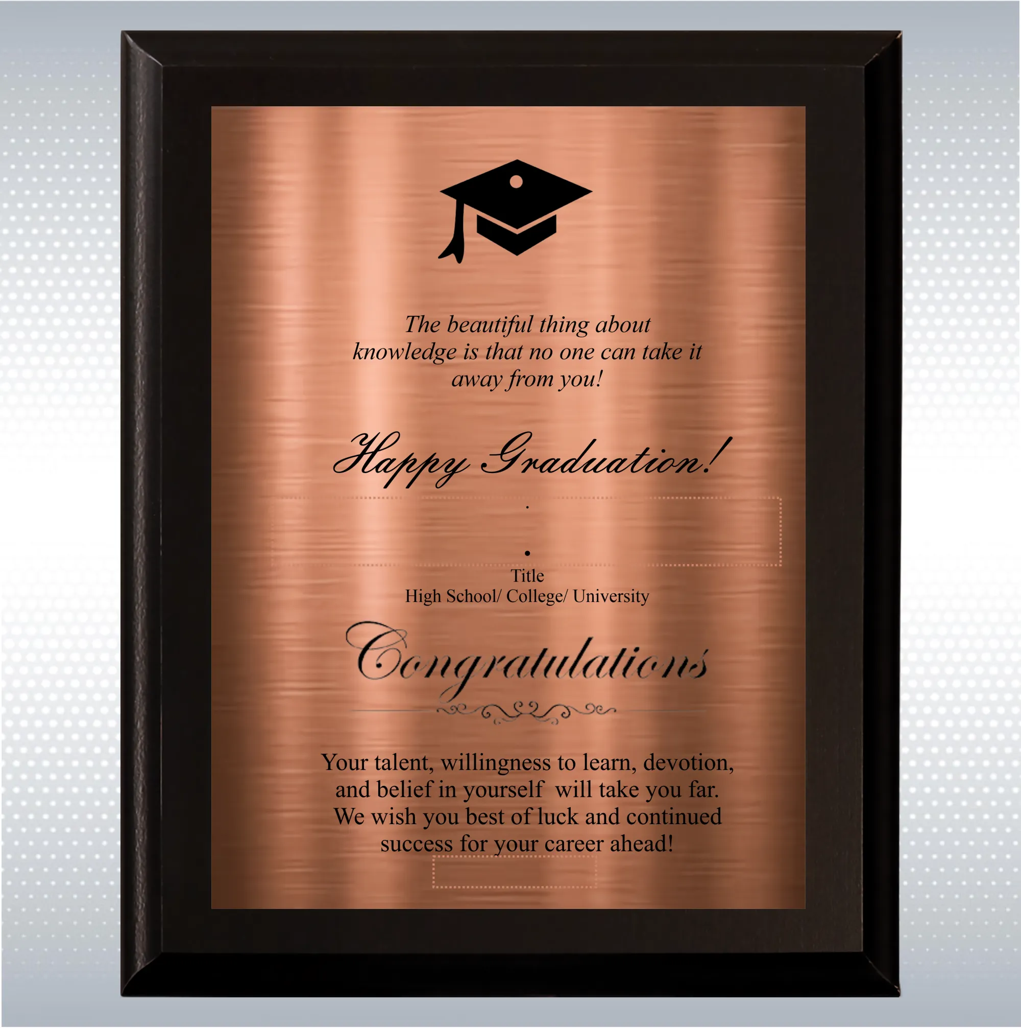 Black Matte Plaque Graduation Gift Award 9