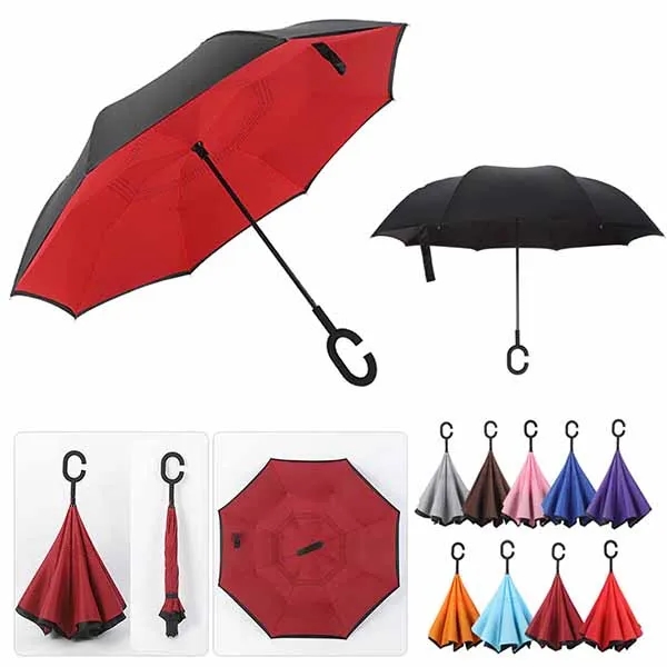 Inverted Reverse Folding Umbrellas With C-Shaped Handle 3