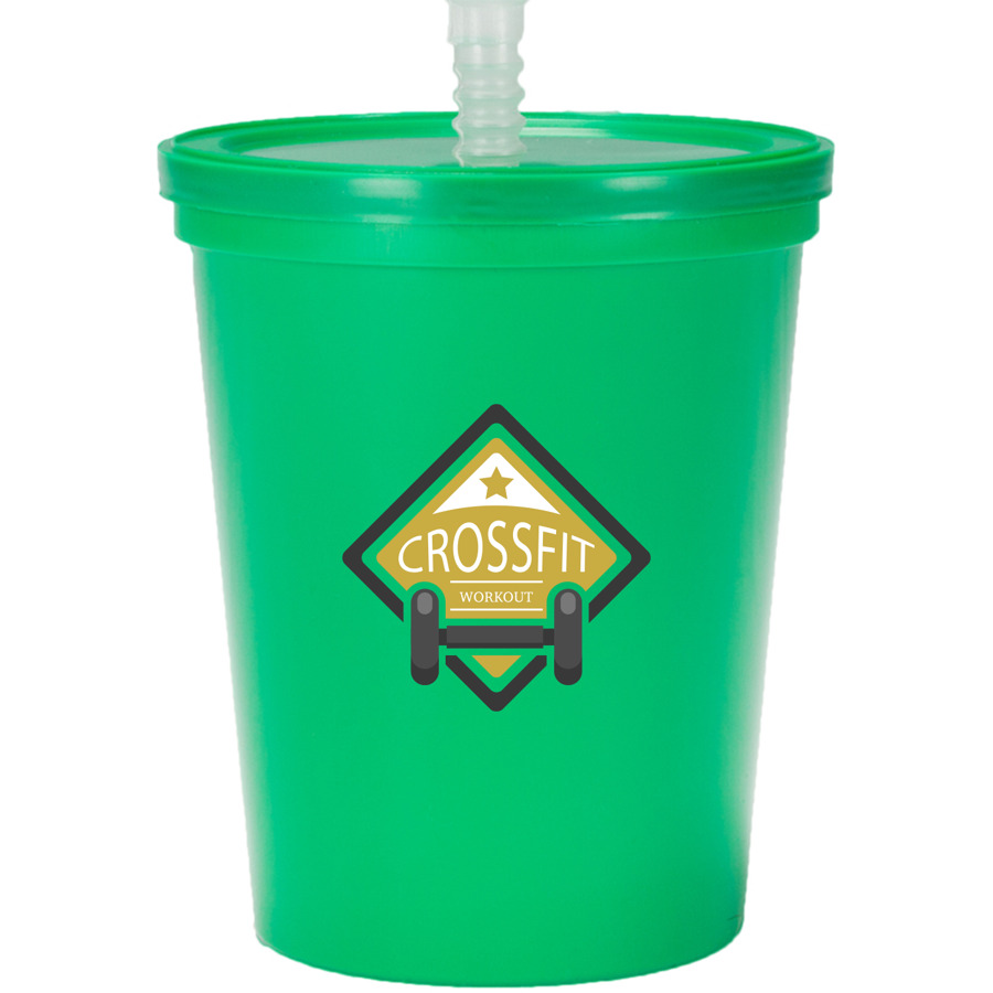Plastic Stadium Cup with Lid and Straw 16 oz. 14
