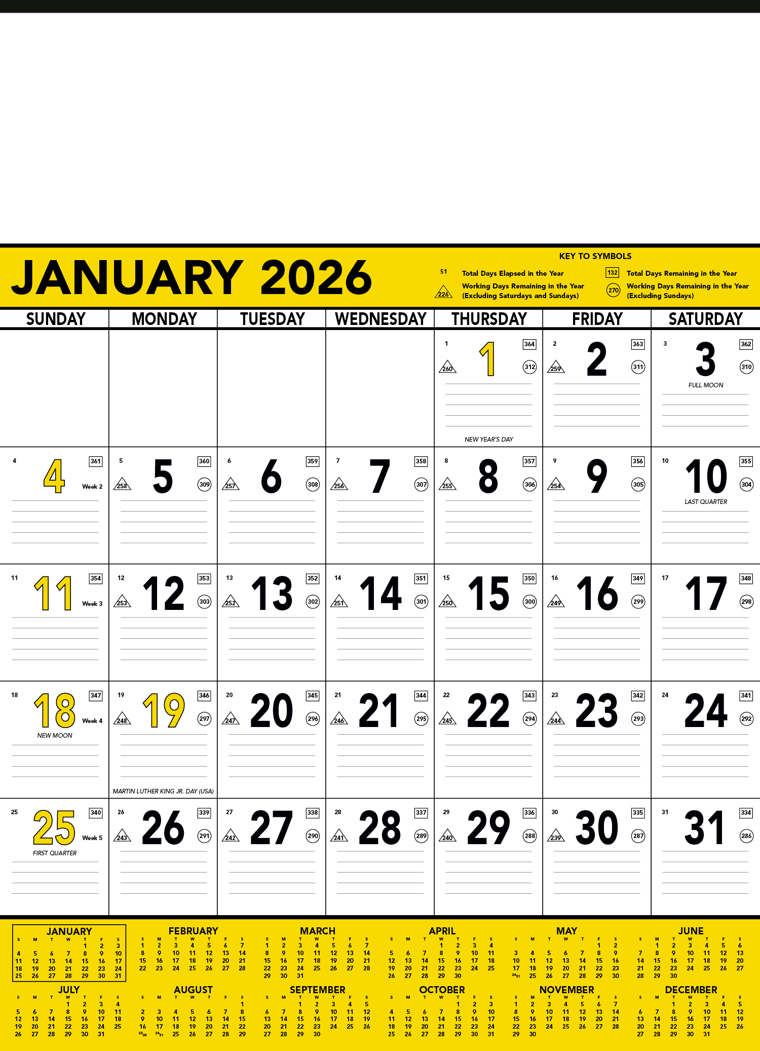 Triumph® Calendars Yellow & Black Contractor Memo Calendar