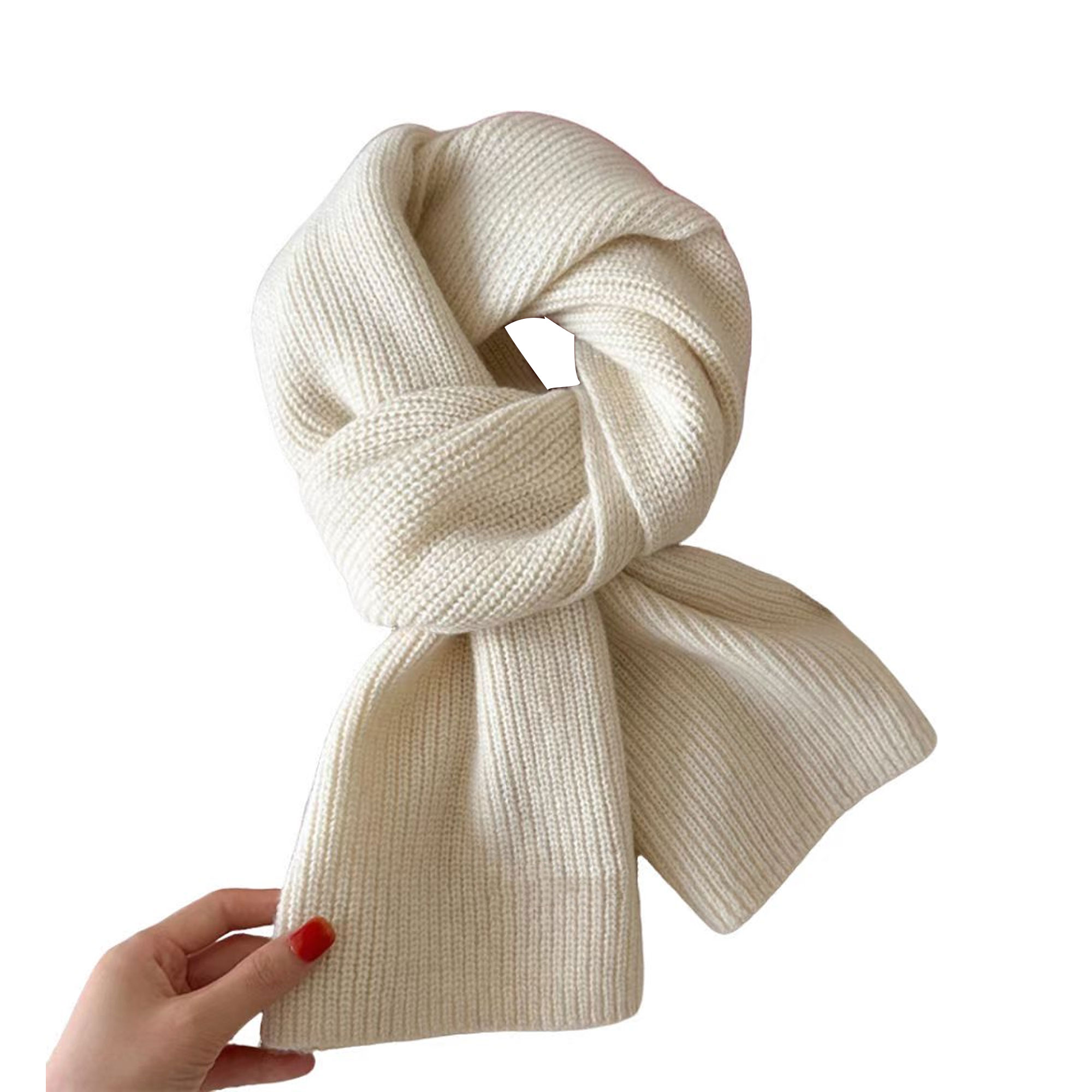 Solid Color Wool Knitted Scarf 2