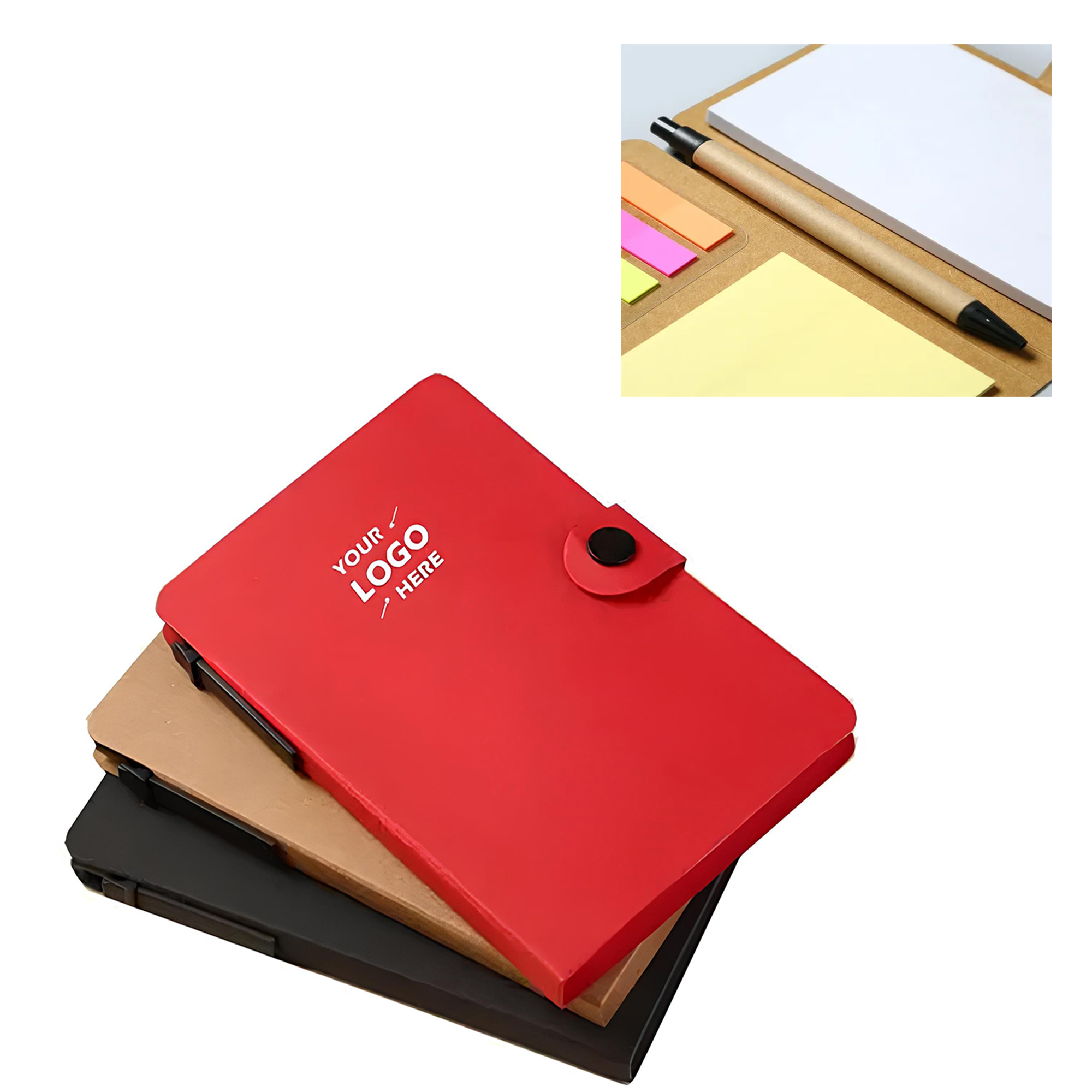 Kraft Notebook Pen Composition Sticky Set 1