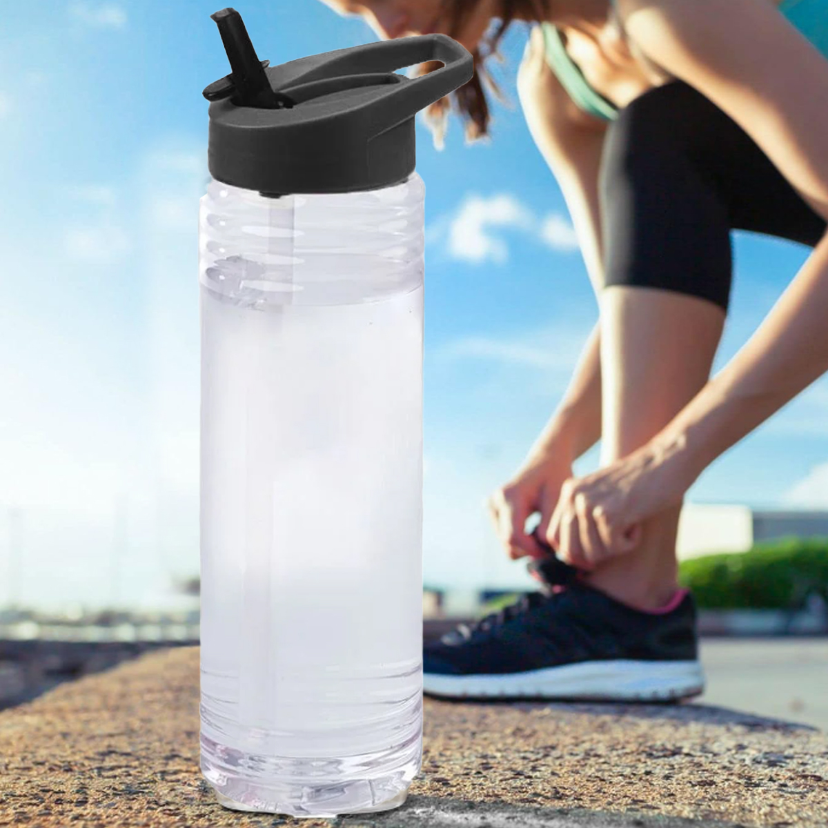 23Oz. Clear Sports Water Bottle with Flip Straw Lid 1