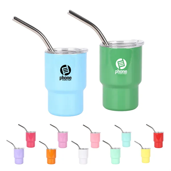 3 oz Mini Tumbler Shot Glass with Straw Lid