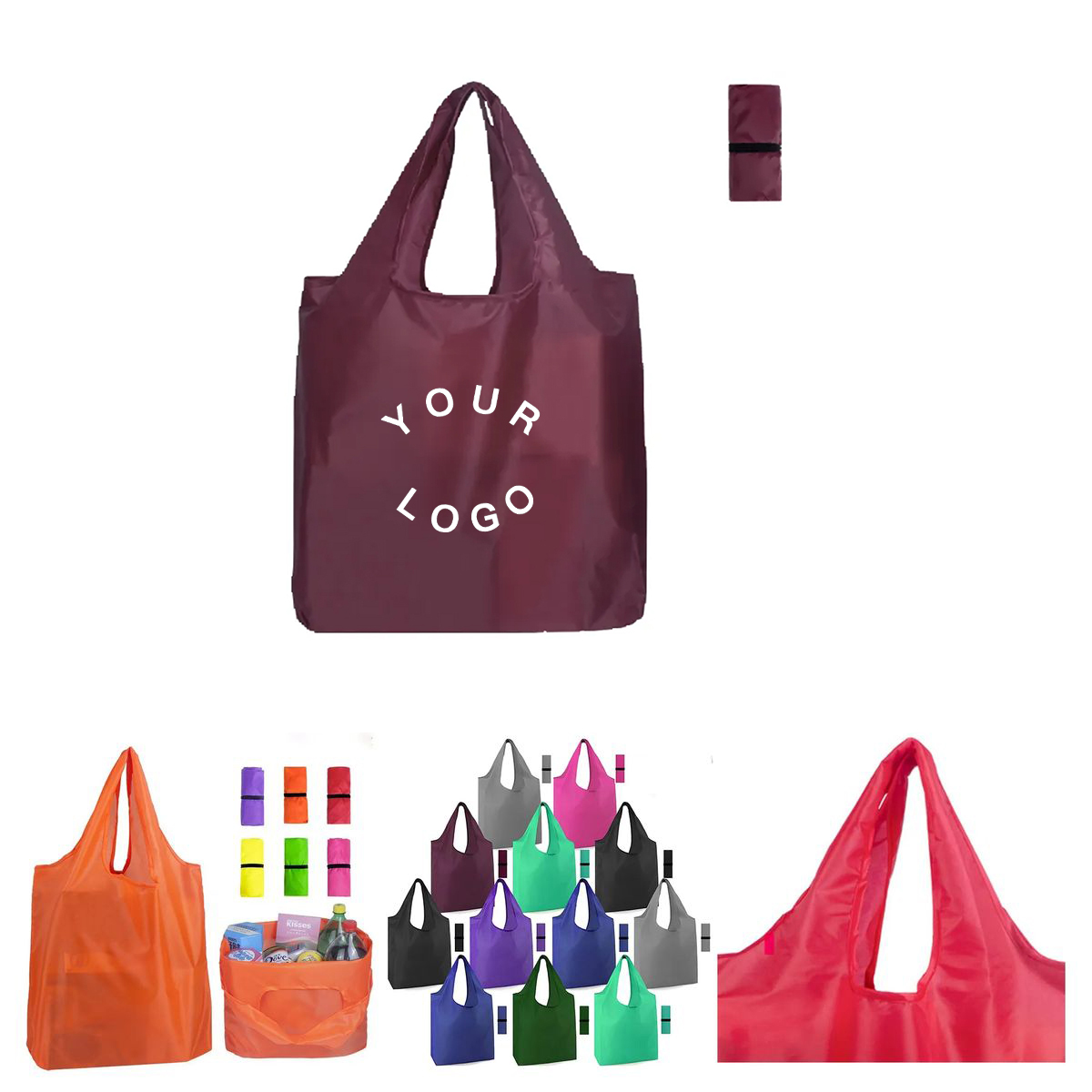 Foldable Polyester Shopping Tote Bag, custom tote bag with logo imprint 10