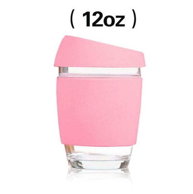 Glass Coffee Mug with Silicone Sleeve & Lid 12 oz 5