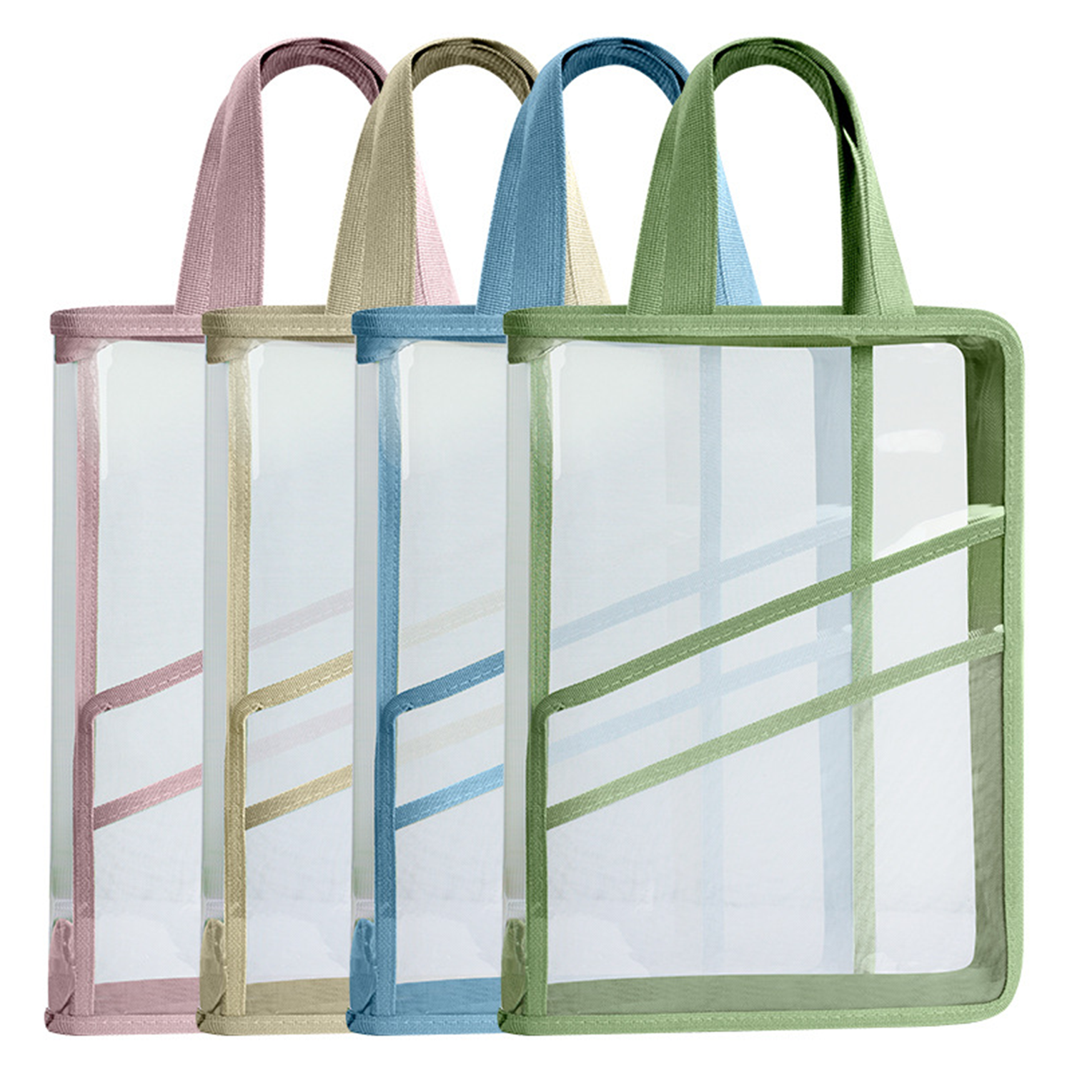 A4 PVC Clear Zipper Book Pouches File Bag with Handle 6